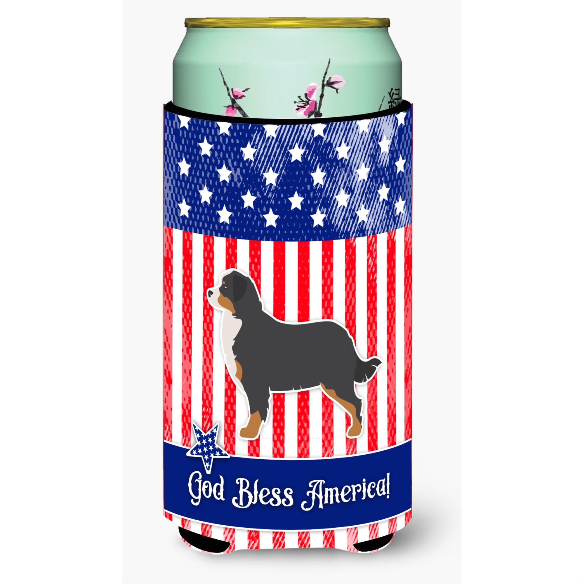 Caroline'S Treasures Usa Patriotic Bernese Mountain Dog Beverage Insulator Hugger, Tall Boy, Multicolor