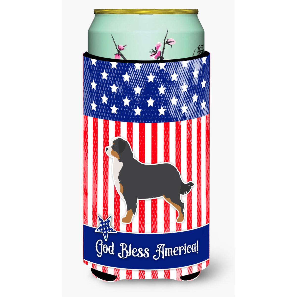 Caroline'S Treasures Usa Patriotic Bernese Mountain Dog Beverage Insulator Hugger, Tall Boy, Multicolor