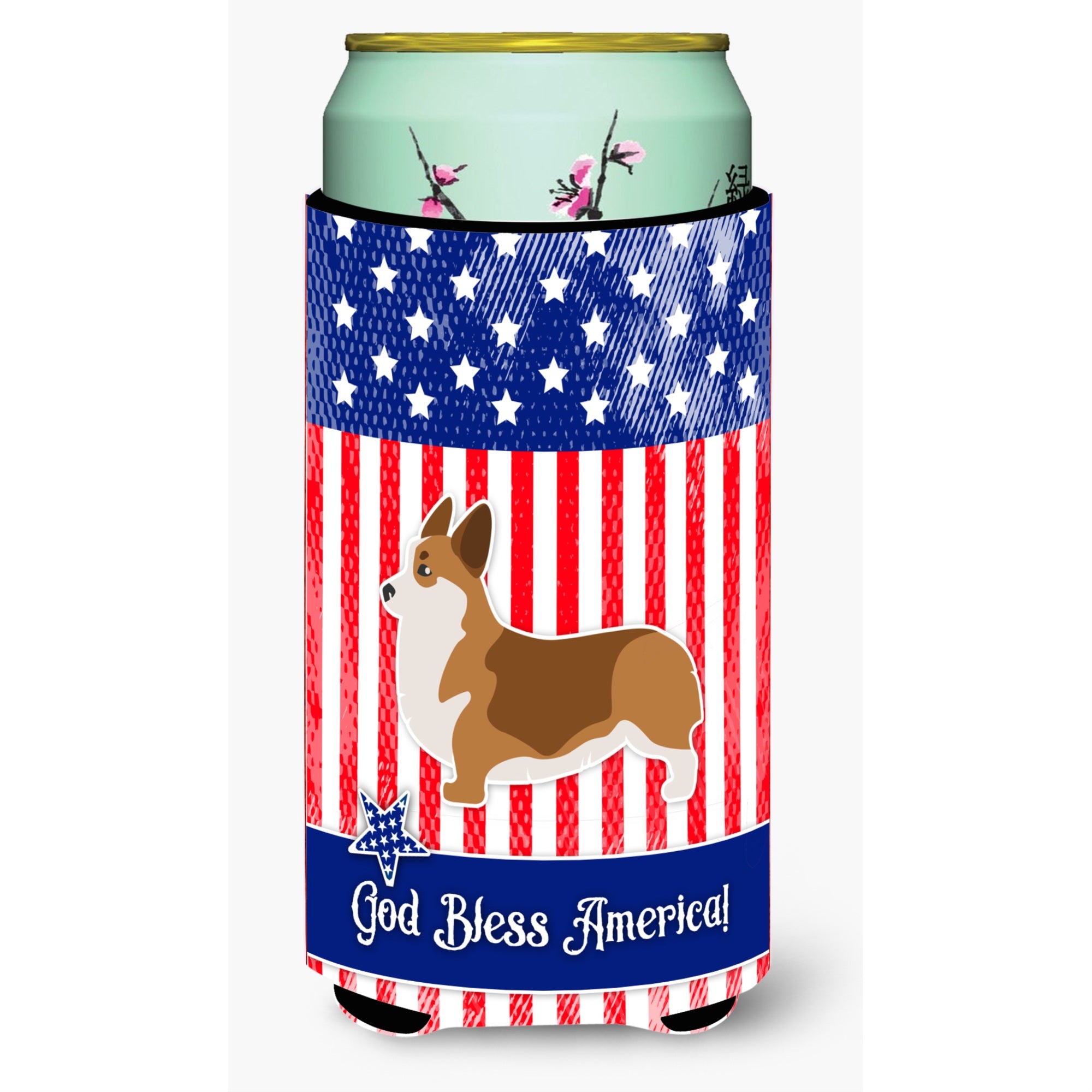 Caroline'S Treasures Usa Patriotic Corgi Beverage Insulator Hugger, Tall Boy, Multicolor