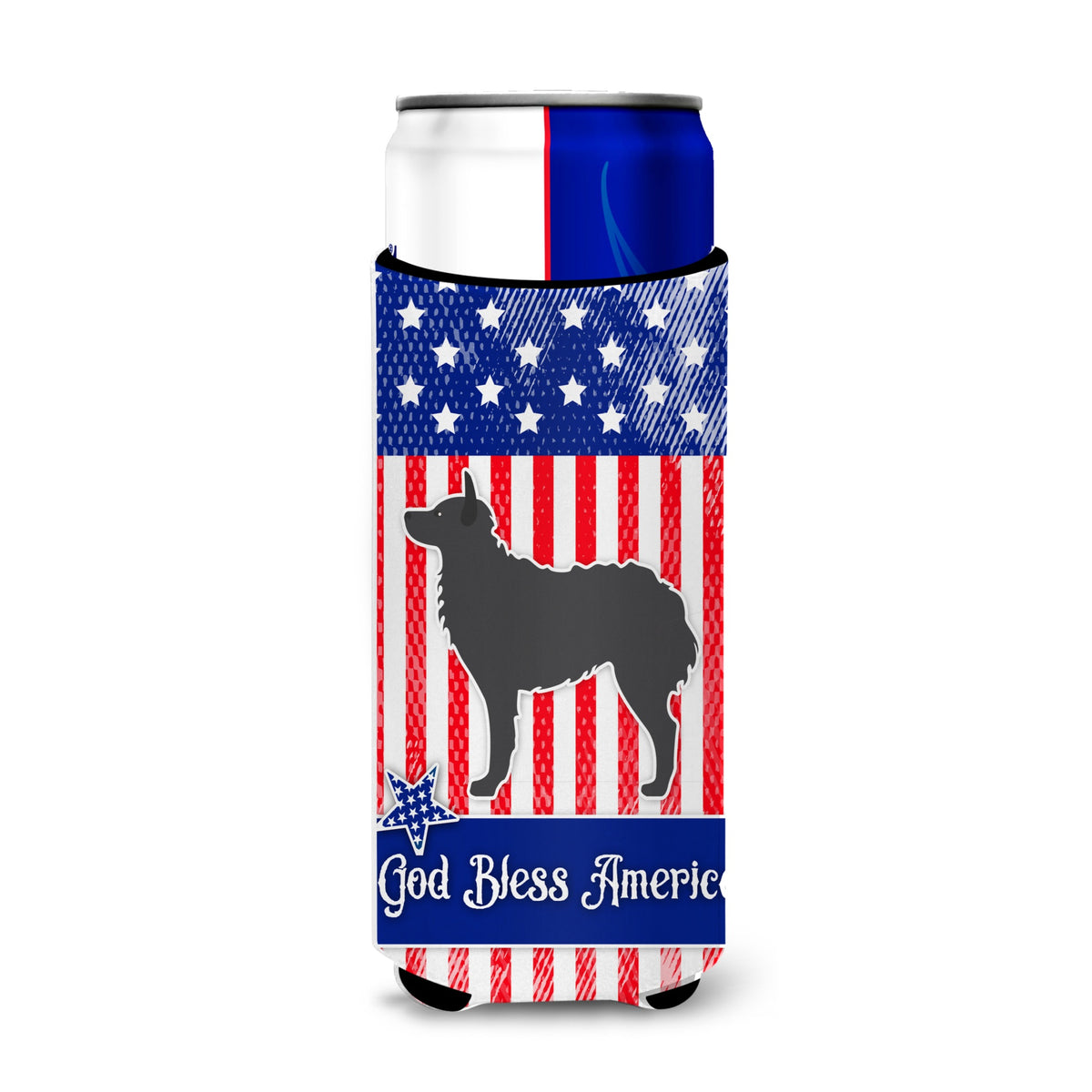 Caroline'S Treasures Usa Patriotic Croatian Sheepdog Michelob Ultra Hugger For Slim Cans, Slim Can, Multicolor