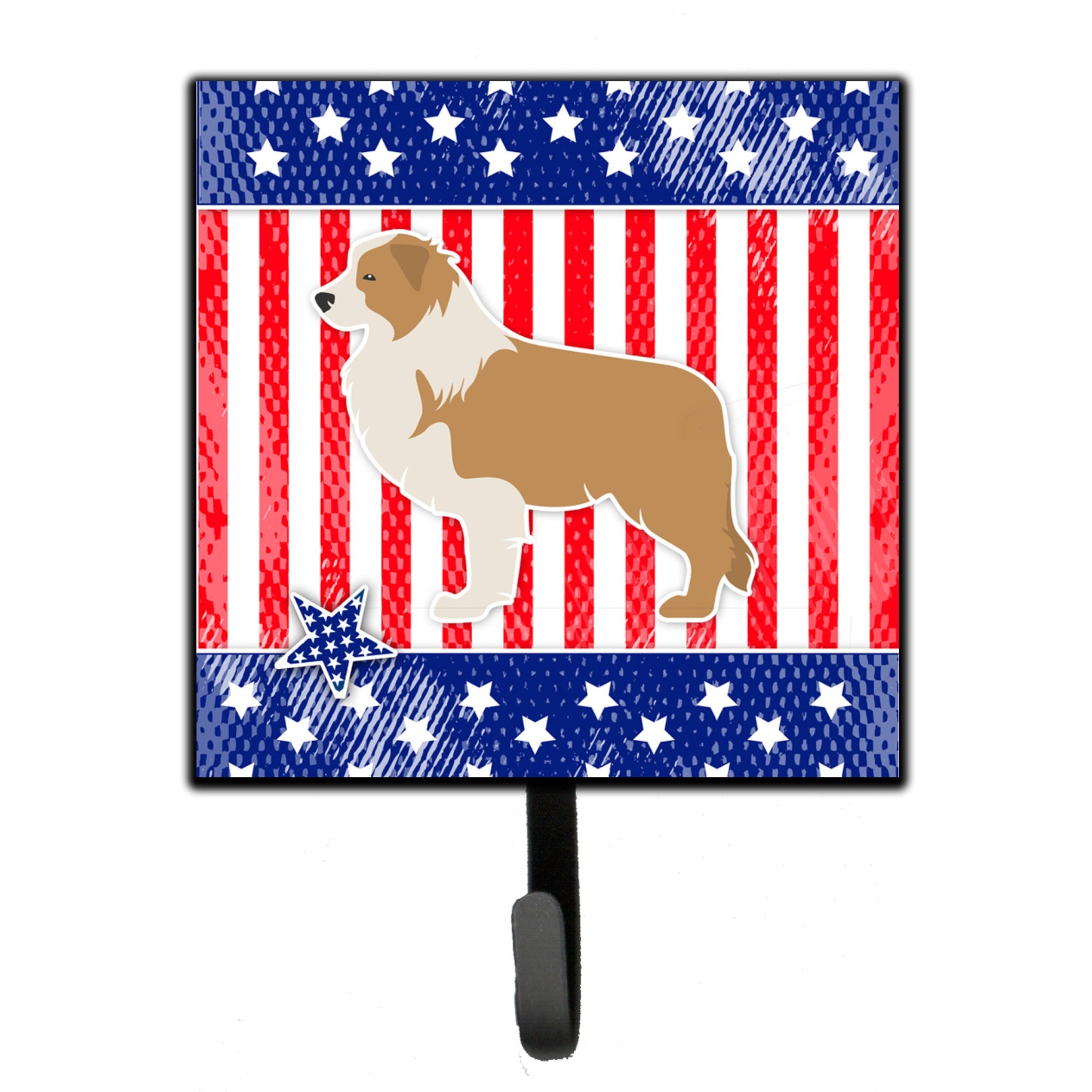 Caroline'S Treasures Usa Patriotic Red Border Collie Leash Or Key Holder Bb3322Sh4, Small, Multicolor