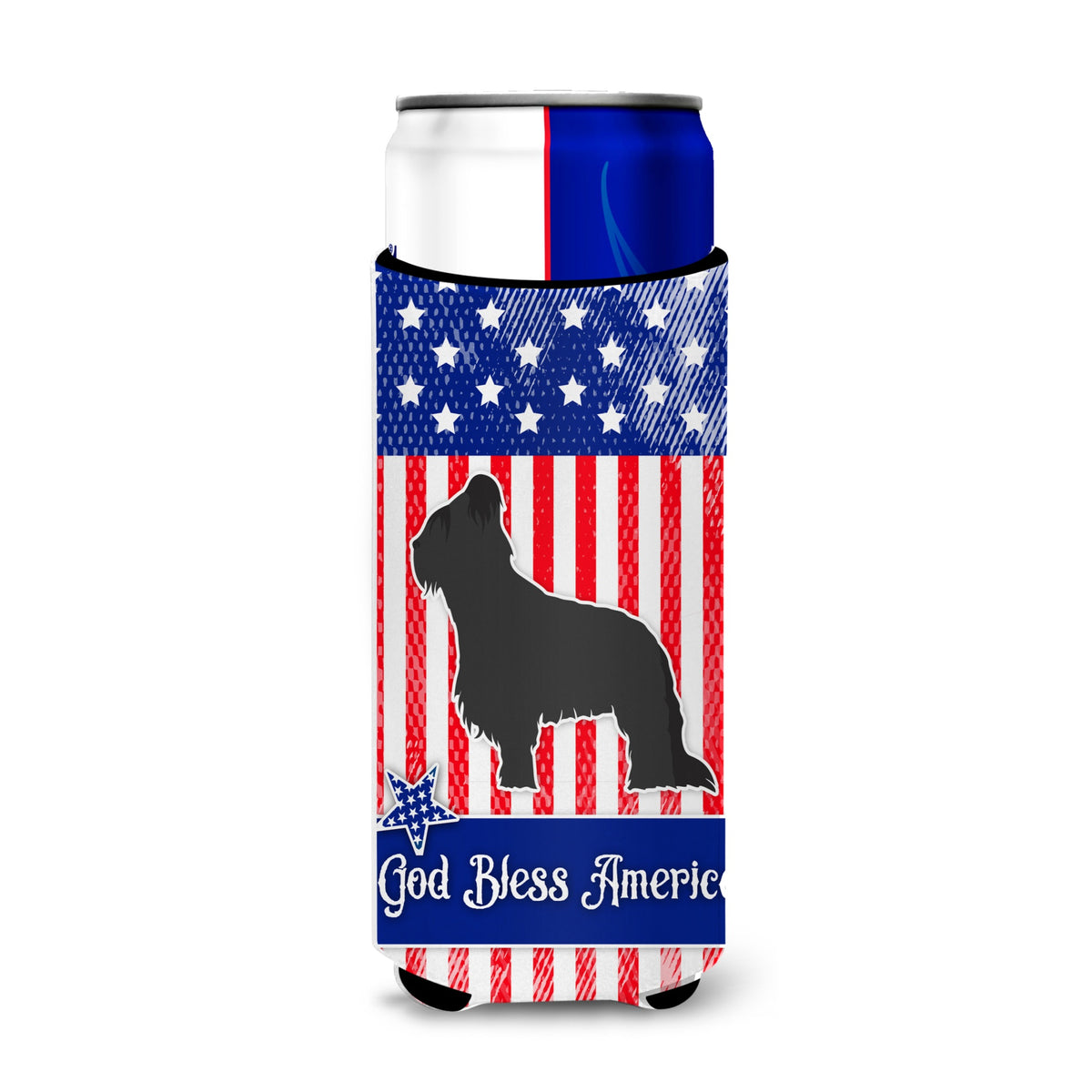 Caroline'S Treasures Usa Patriotic Briard Michelob Ultra Hugger For Slim Cans, Slim Can, Multicolor