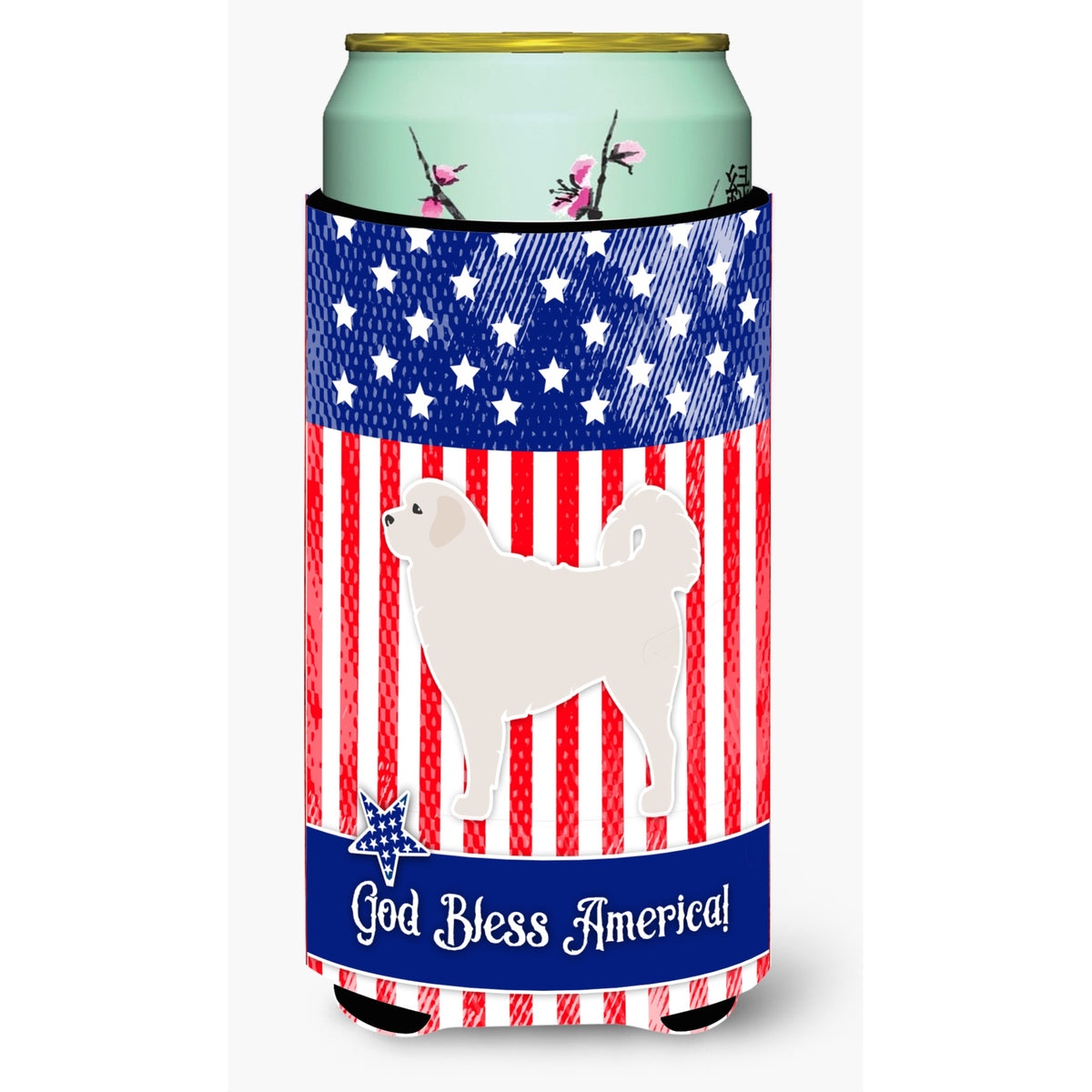 Caroline'S Treasures Usa Patriotic Polish Tetra Sheepdog Beverage Insulator Hugger, Tall Boy, Multicolor