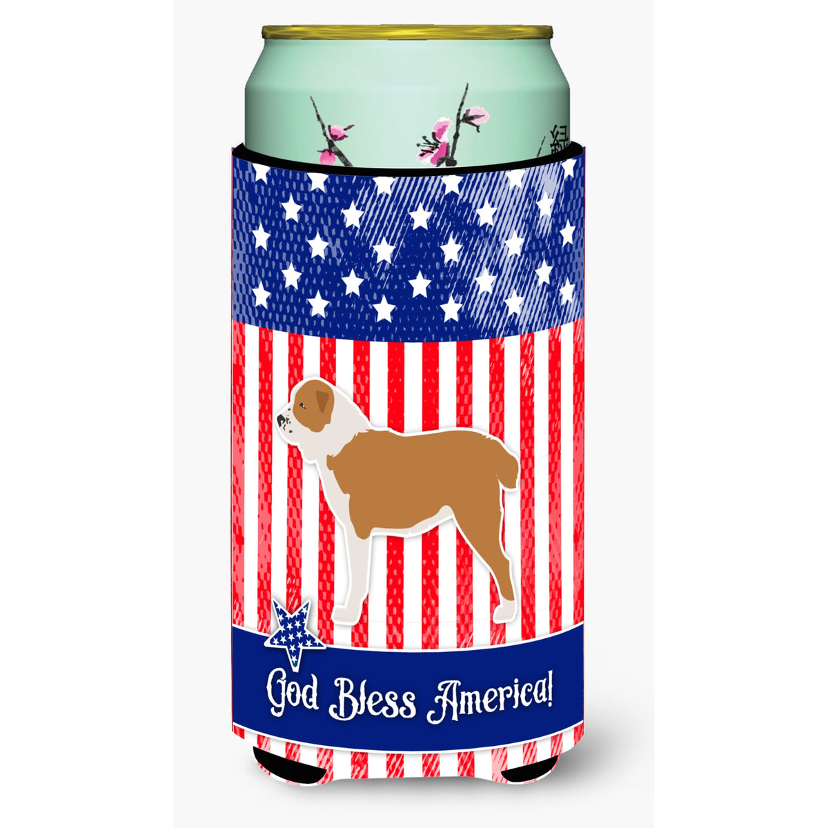 Caroline'S Treasures Usa Patriotic Central Asian Shepherd Dog Beverage Insulator Hugger, Tall Boy, Multicolor