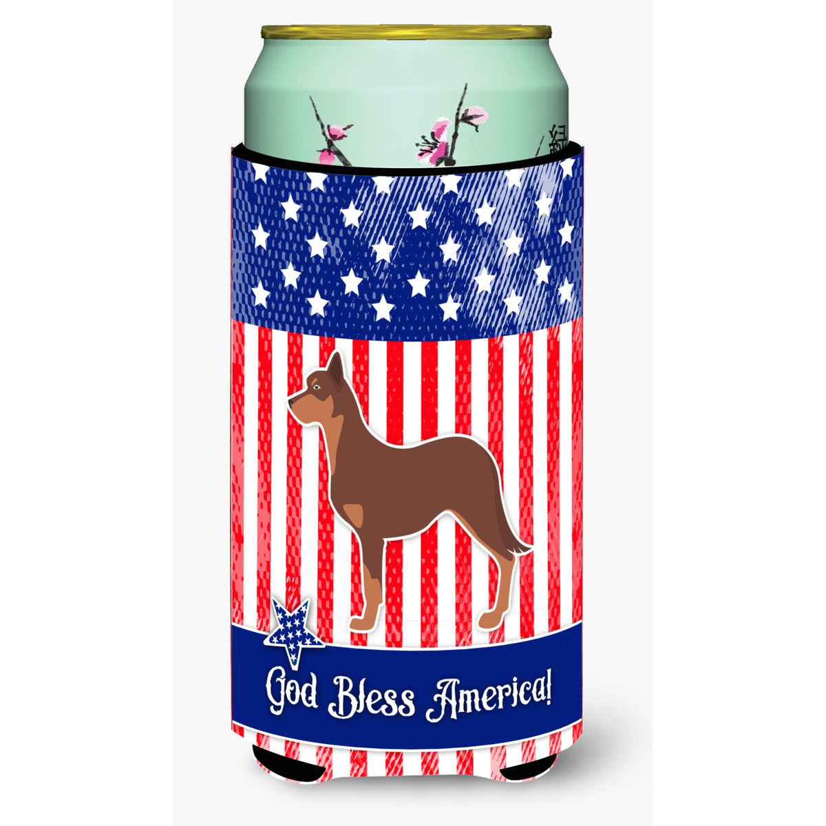Caroline'S Treasures Usa Patriotic Australian Kelpie Dog Beverage Insulator Hugger, Tall Boy, Multicolor