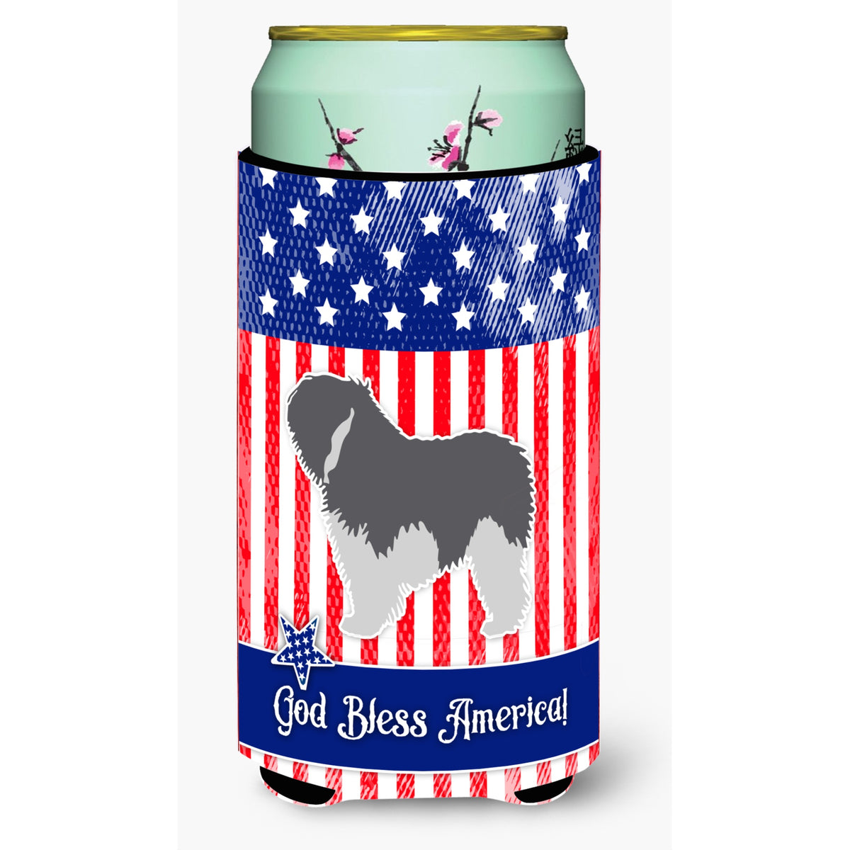 Caroline'S Treasures Usa Patriotic Polish Lowland Sheepdog Dog Beverage Insulator Hugger, Tall Boy, Multicolor