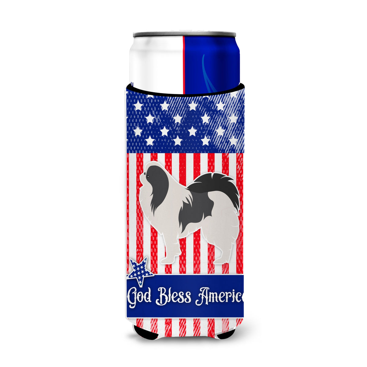 Caroline'S Treasures Usa Patriotic Japanese Chin Michelob Ultra Hugger For Slim Cans, Slim Can, Multicolor