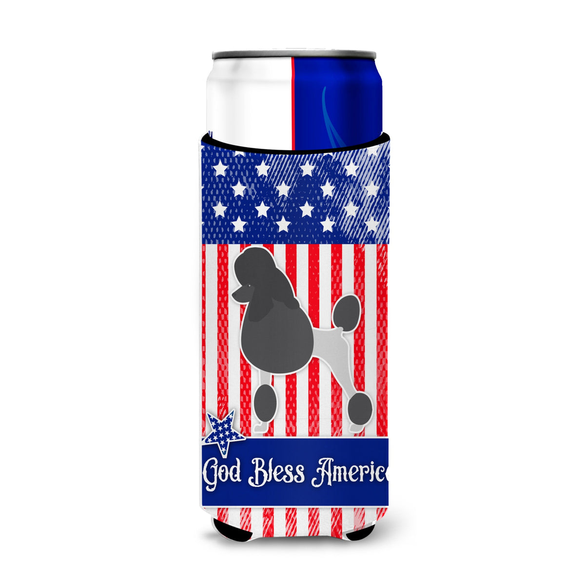 Caroline'S Treasures Usa Patriotic Poodle Michelob Ultra Hugger For Slim Cans, Slim Can, Multicolor