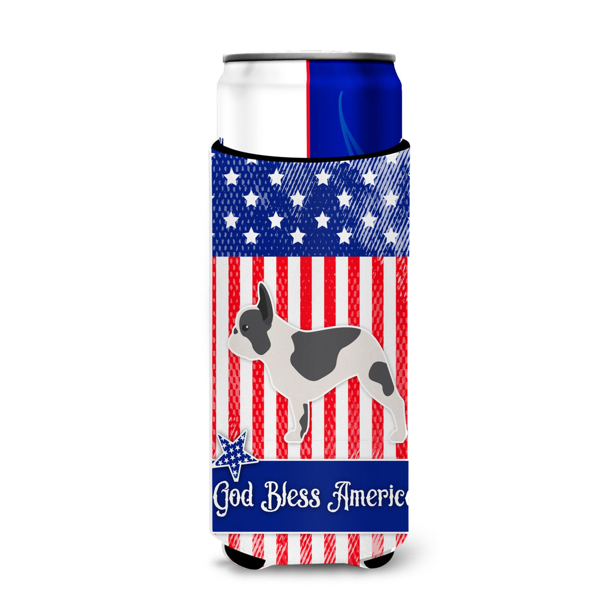Caroline'S Treasures Usa Patriotic French Bulldog Michelob Ultra Hugger For Slim Cans, Slim Can, Multicolor