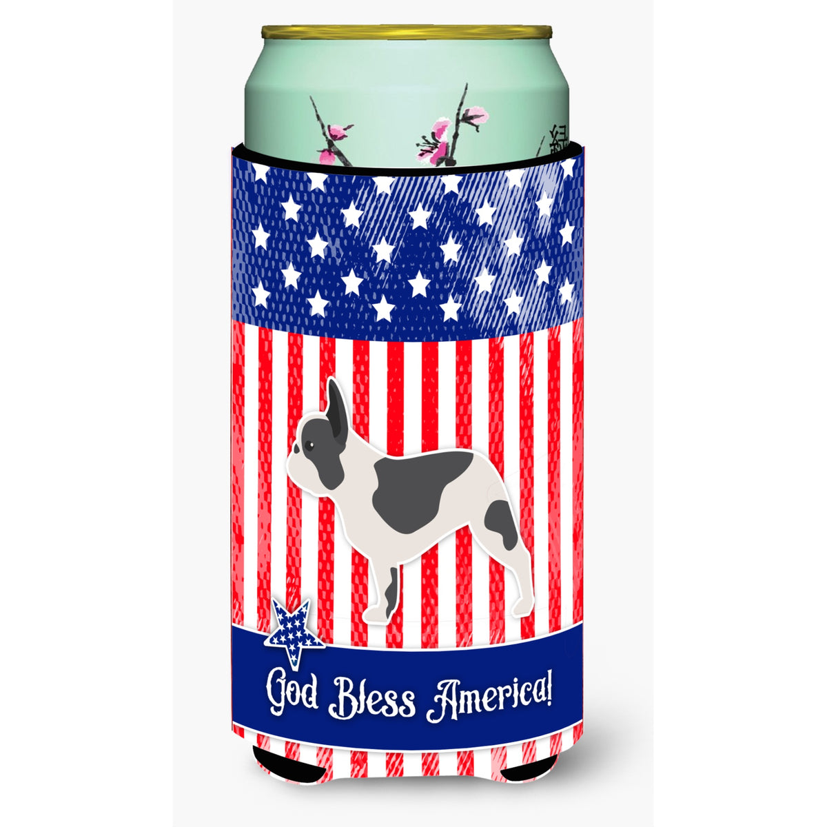 Caroline'S Treasures Usa Patriotic French Bulldog Beverage Insulator Hugger, Tall Boy, Multicolor
