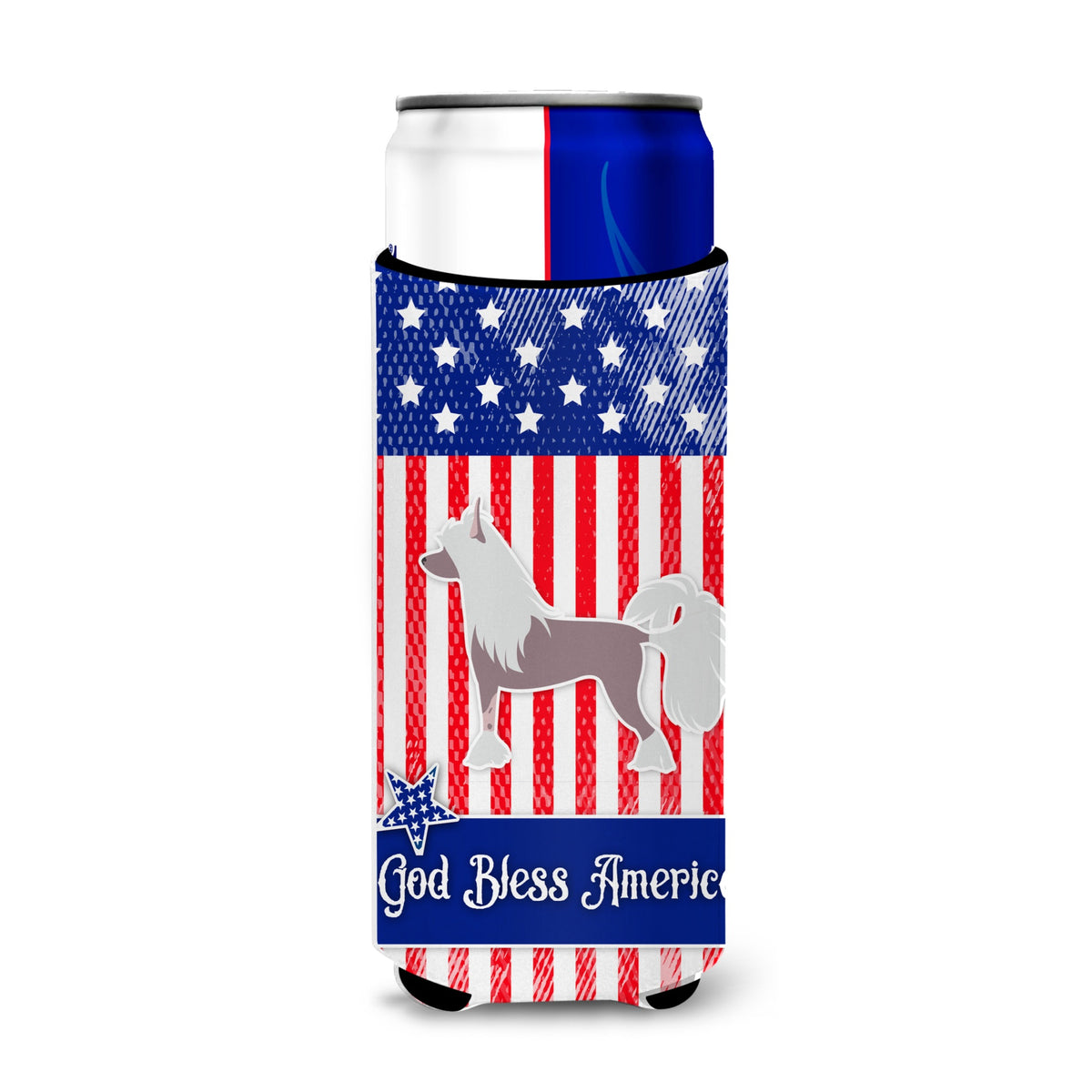 Caroline'S Treasures Usa Patriotic Chinese Crested Michelob Ultra Hugger For Slim Cans, Slim Can, Multicolor