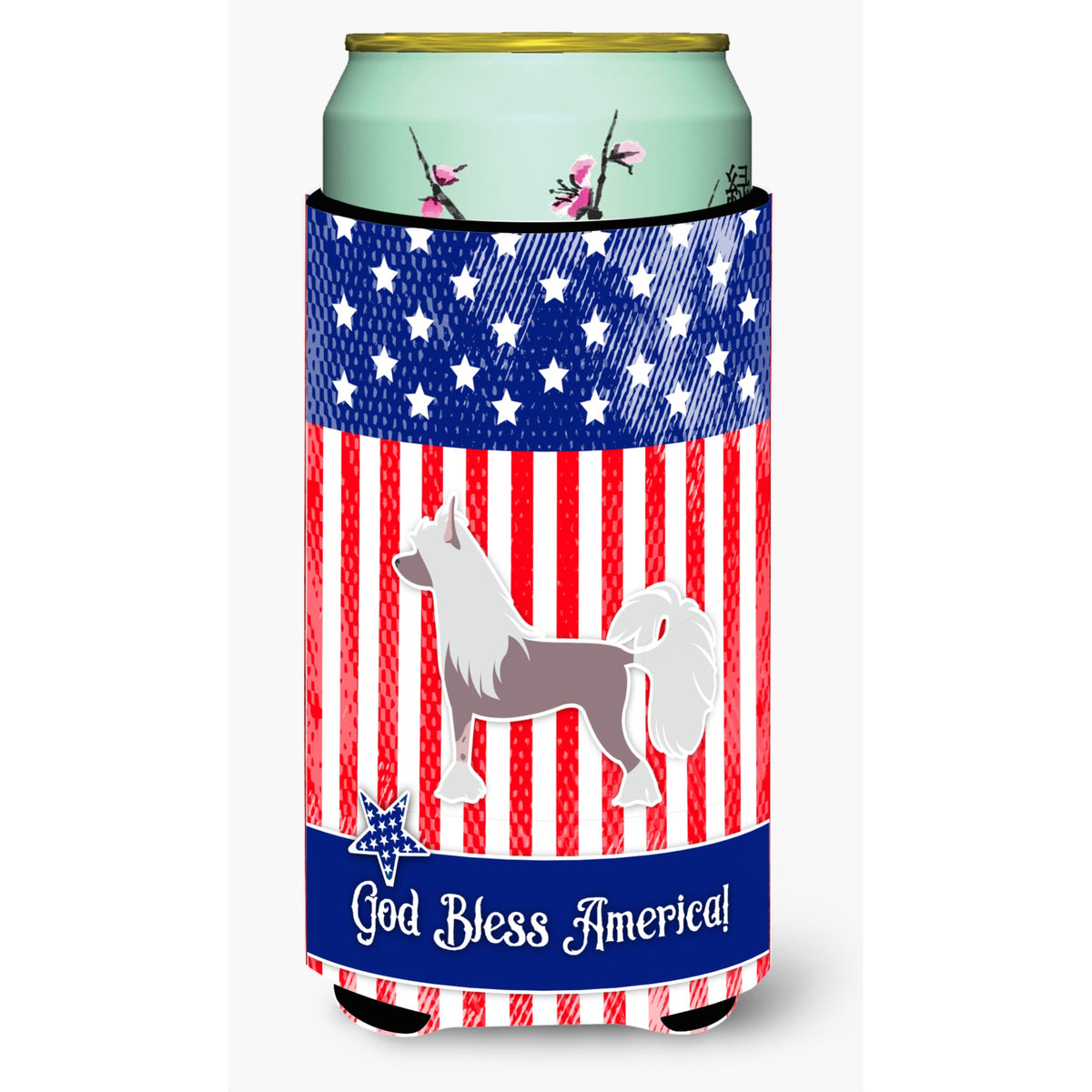 Caroline'S Treasures Usa Patriotic Chinese Crested Beverage Insulator Hugger, Tall Boy, Multicolor