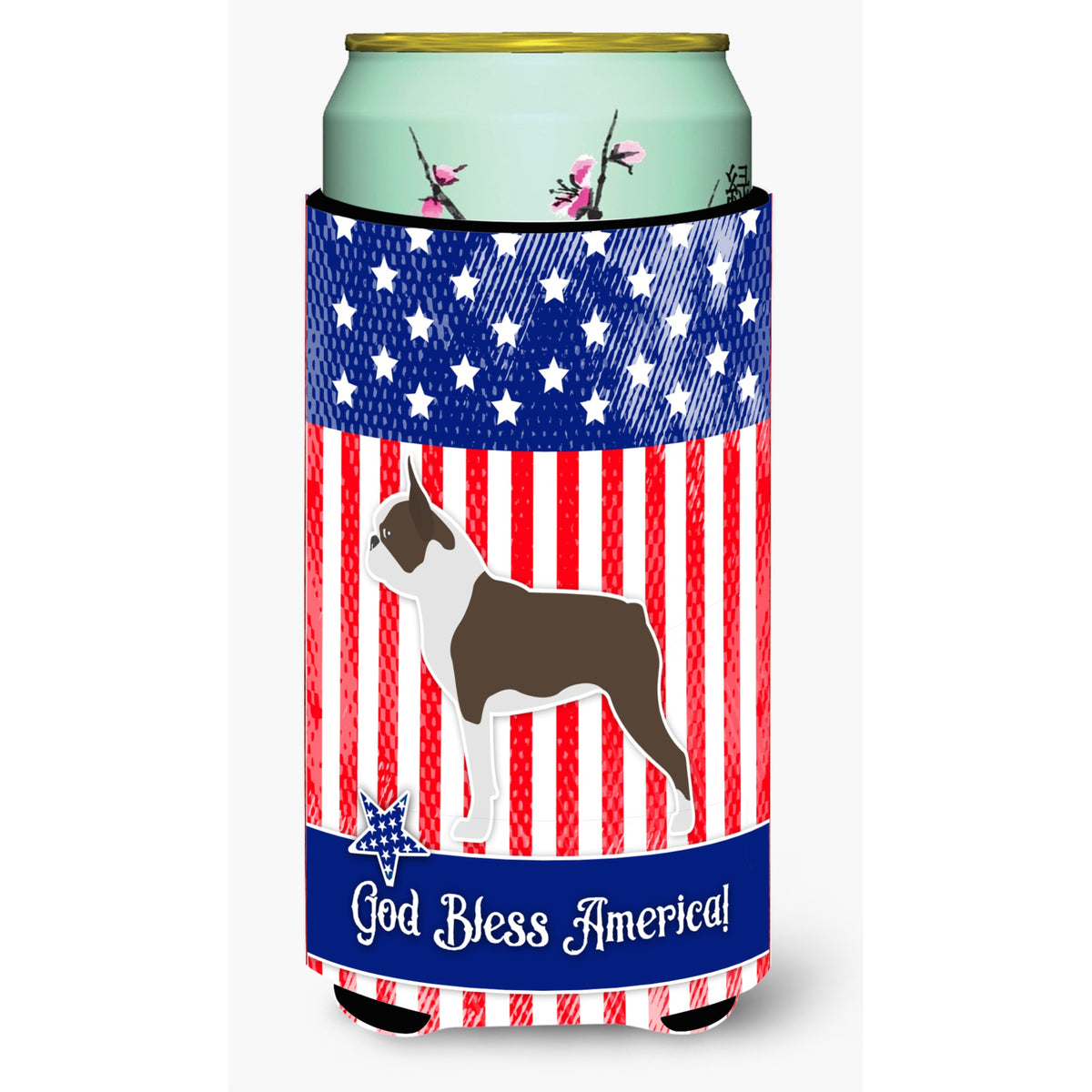 Caroline'S Treasures Usa Patriotic Boston Terrier Beverage Insulator Hugger, Tall Boy, Multicolor