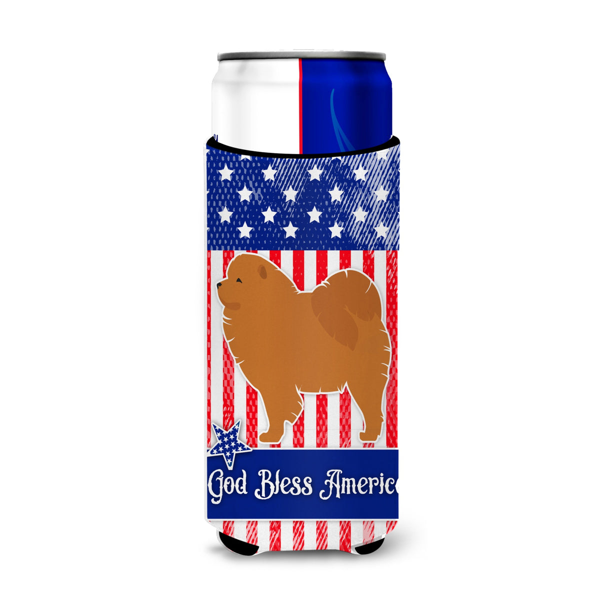 Caroline'S Treasures Usa Patriotic Chow Michelob Ultra Hugger For Slim Cans, Slim Can, Multicolor