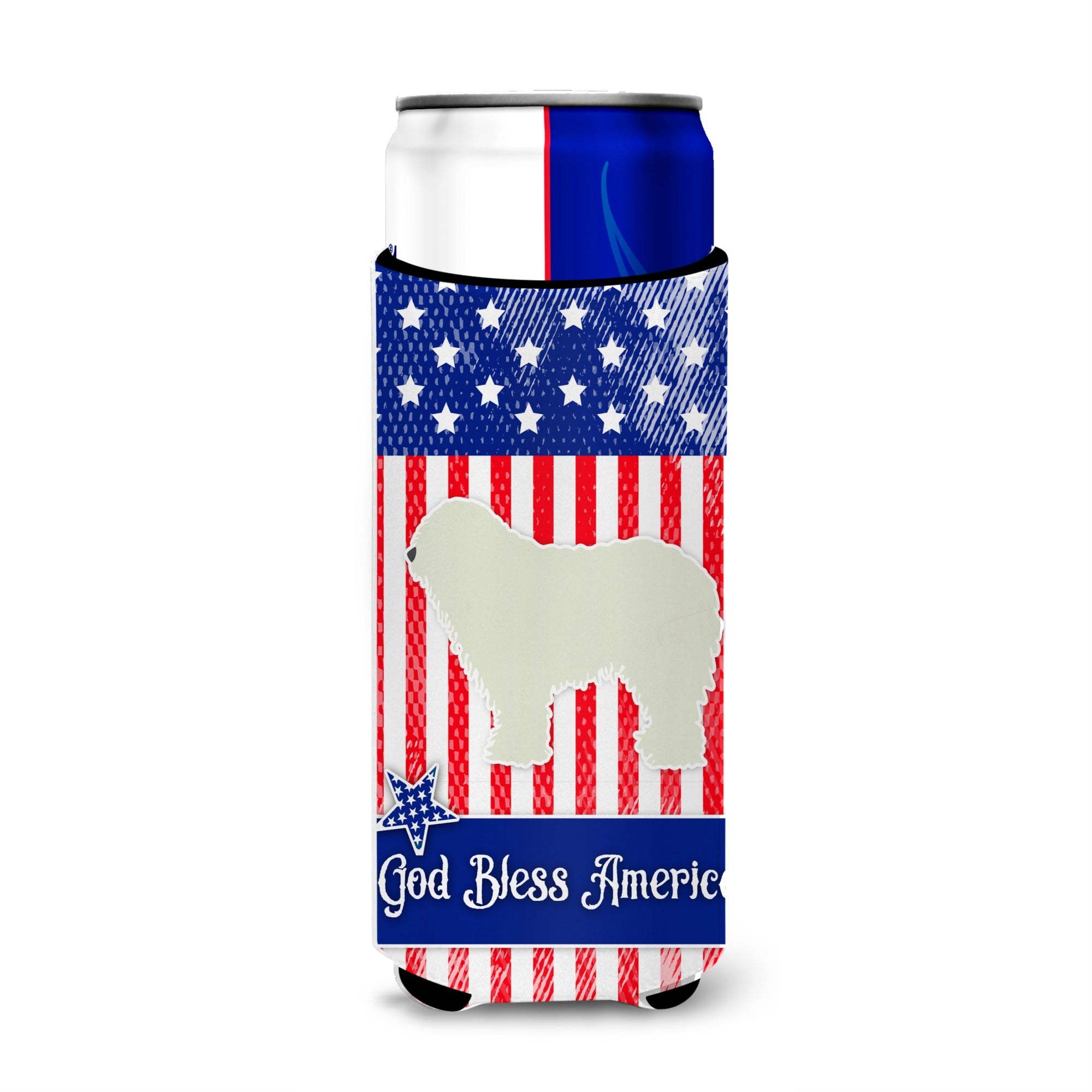 Caroline'S Treasures Usa Patriotic Komondor Michelob Ultra Hugger For Slim Cans, Slim Can, Multicolor