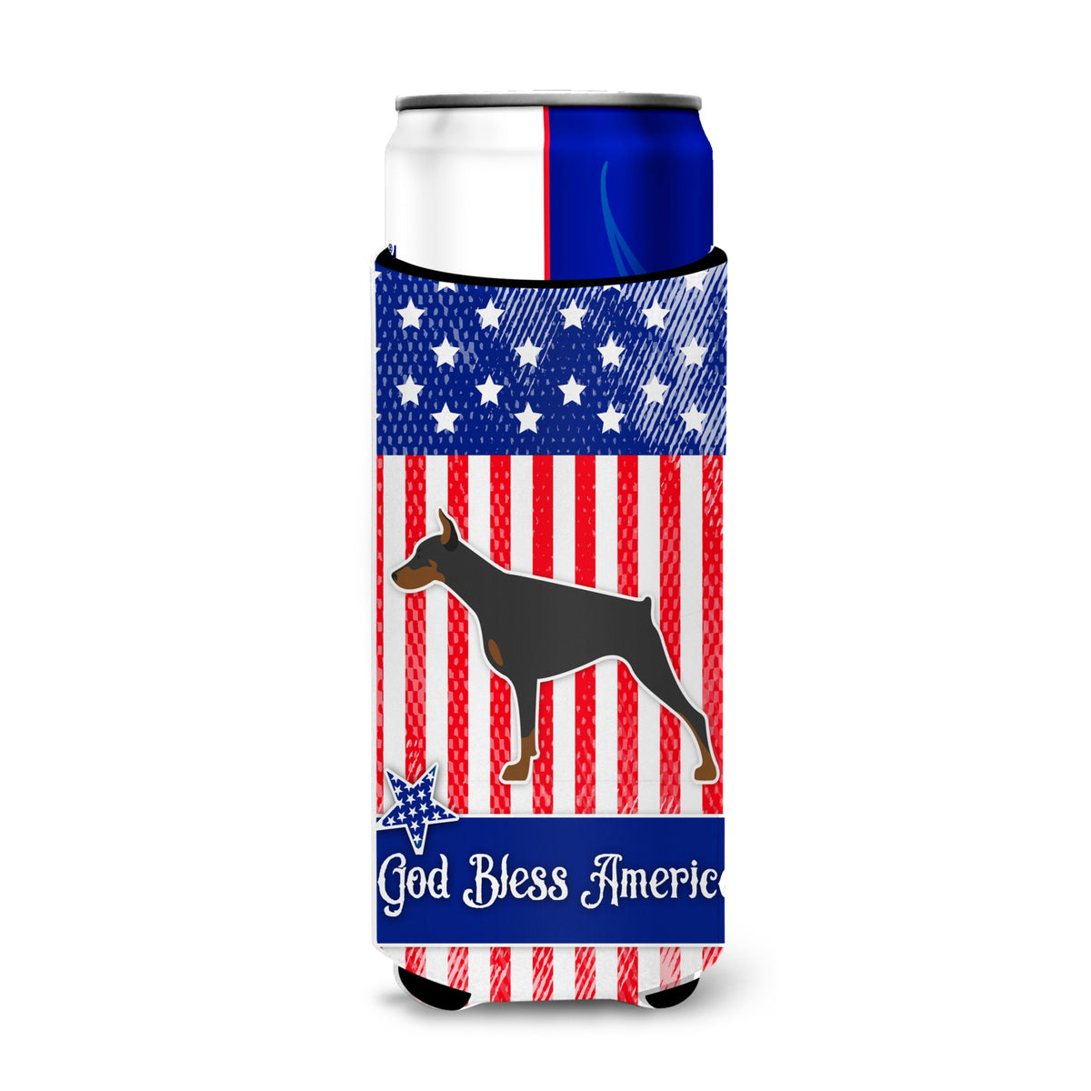 Caroline'S Treasures Usa Patriotic Doberman Pinscher Michelob Ultra Hugger For Slim Cans, Slim Can, Multicolor