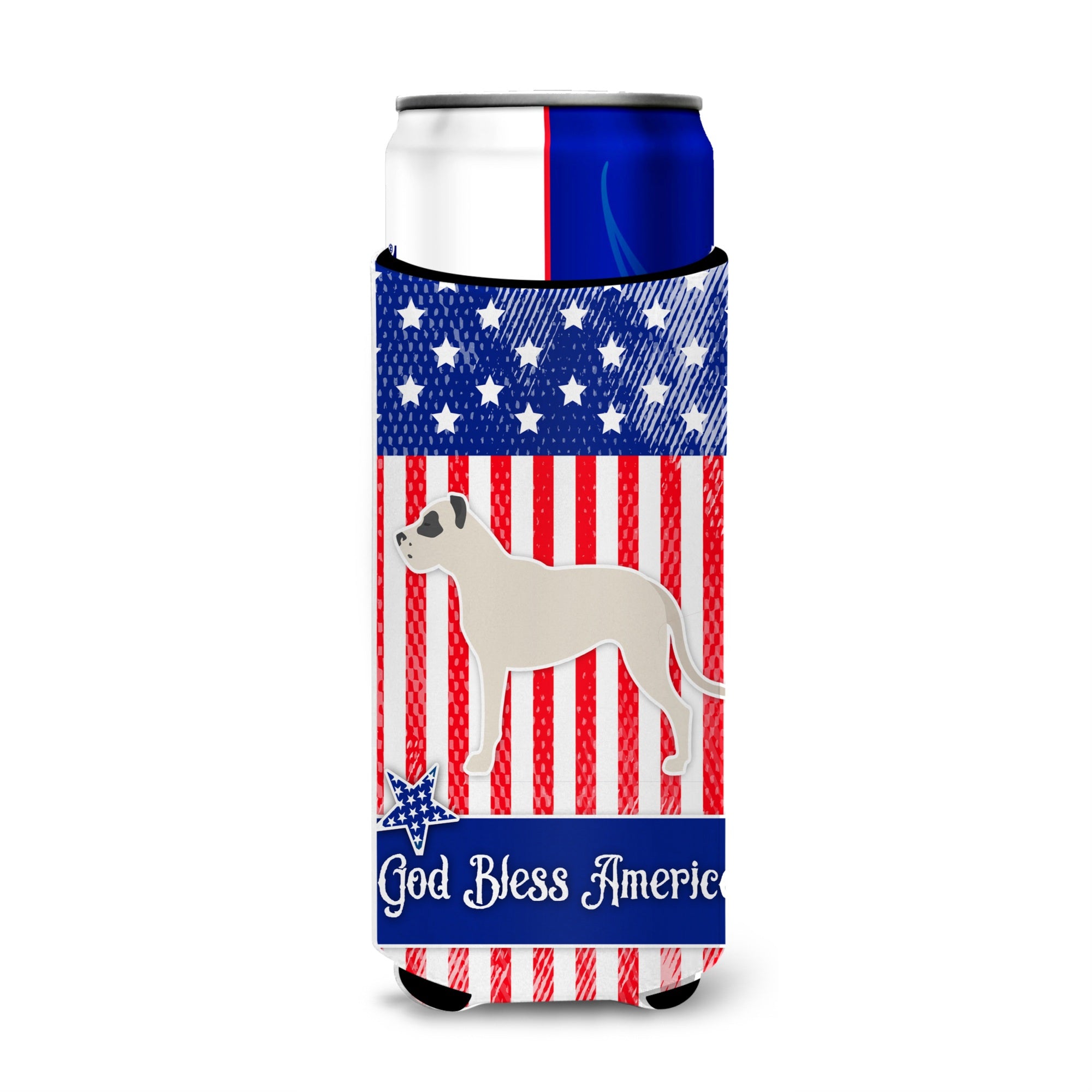 Caroline'S Treasures Usa Patriotic Dogo Argentino Michelob Ultra Hugger For Slim Cans, Slim Can, Multicolor
