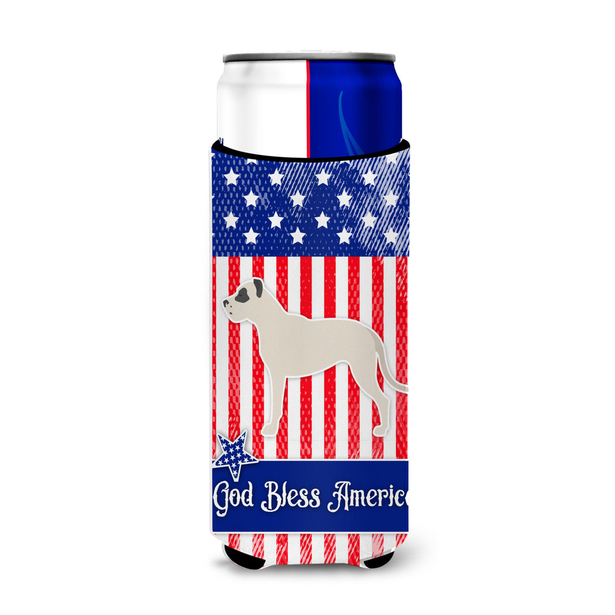 Caroline'S Treasures Usa Patriotic Dogo Argentino Michelob Ultra Hugger For Slim Cans, Slim Can, Multicolor