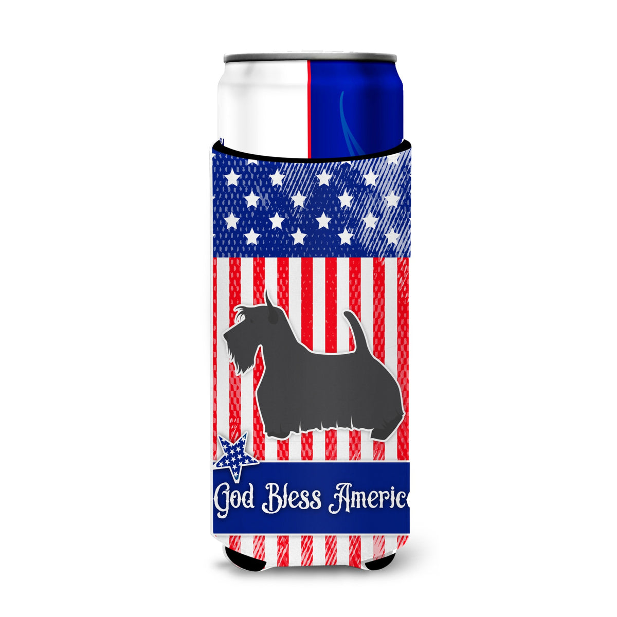 Caroline'S Treasures Usa Patriotic Scottish Terrier Michelob Ultra Hugger For Slim Cans, Slim Can, Multicolor