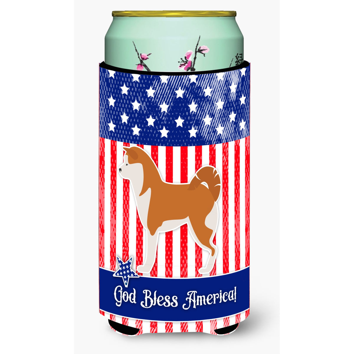 Caroline'S Treasures Usa Patriotic Akita Tall Boy Beverage Insulator Hugger, Multicolor
