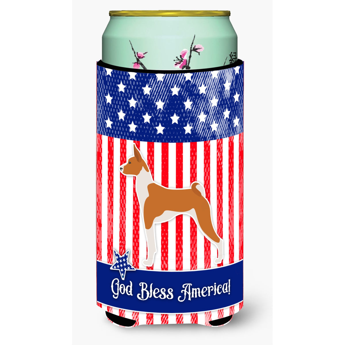 Caroline'S Treasures Usa Patriotic Basenji Tall Boy Beverage Insulator Hugger, Multicolor