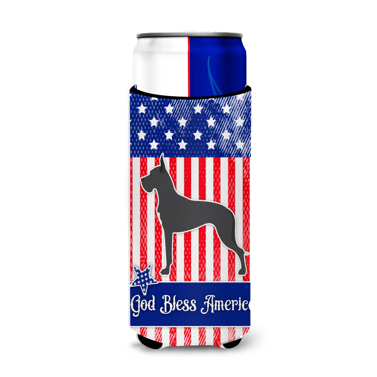 Caroline'S Treasures Usa Patriotic Great Dane Michelob Ultra Hugger For Slim Cans, Slim Can, Multicolor