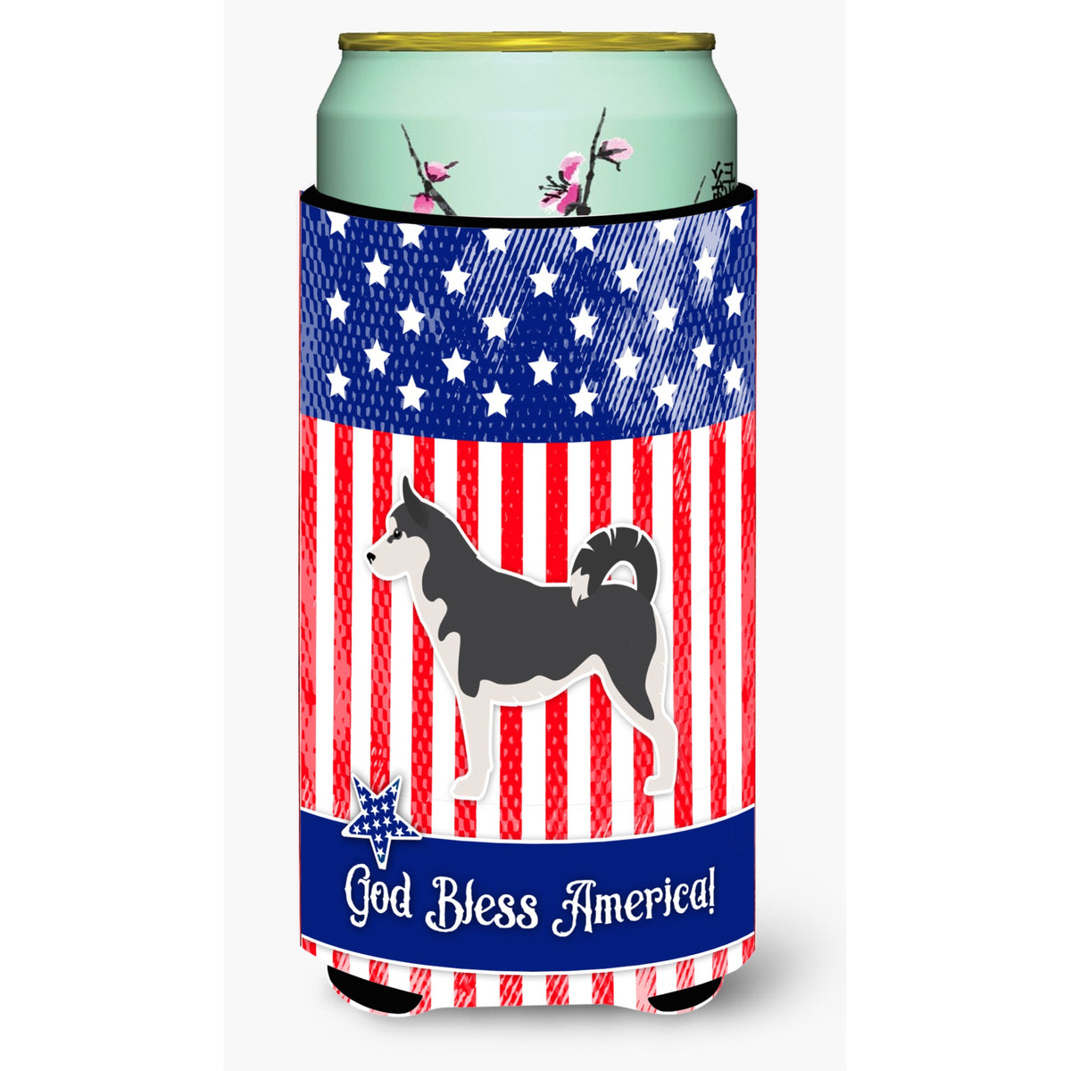 Caroline'S Treasures Usa Patriotic Siberian Husky Tall Boy Beverage Insulator Hugger, Multicolor