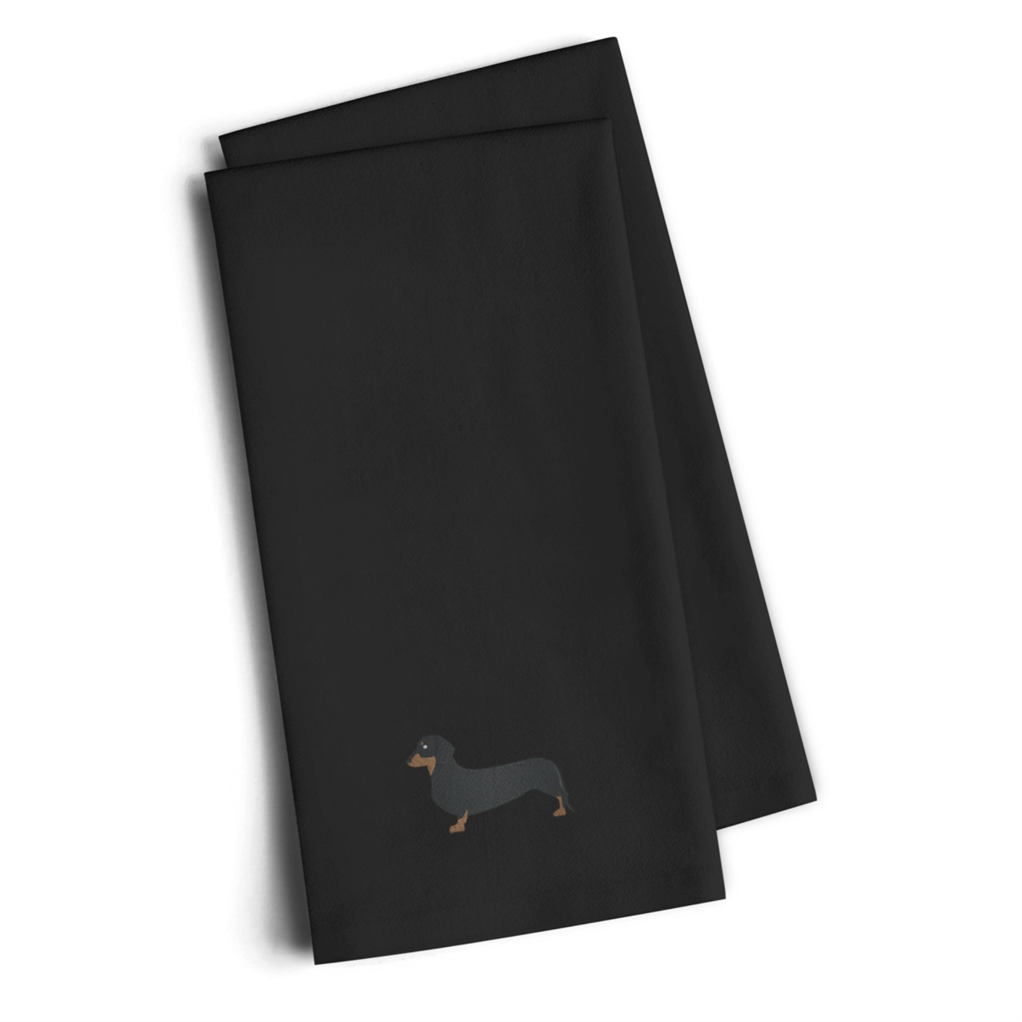 Caroline'S Treasures Bb3382Bktwe Dachshund Black Embroidered Kitchen Towel (Set Of 2), 28 H X 19 W, Multicolor