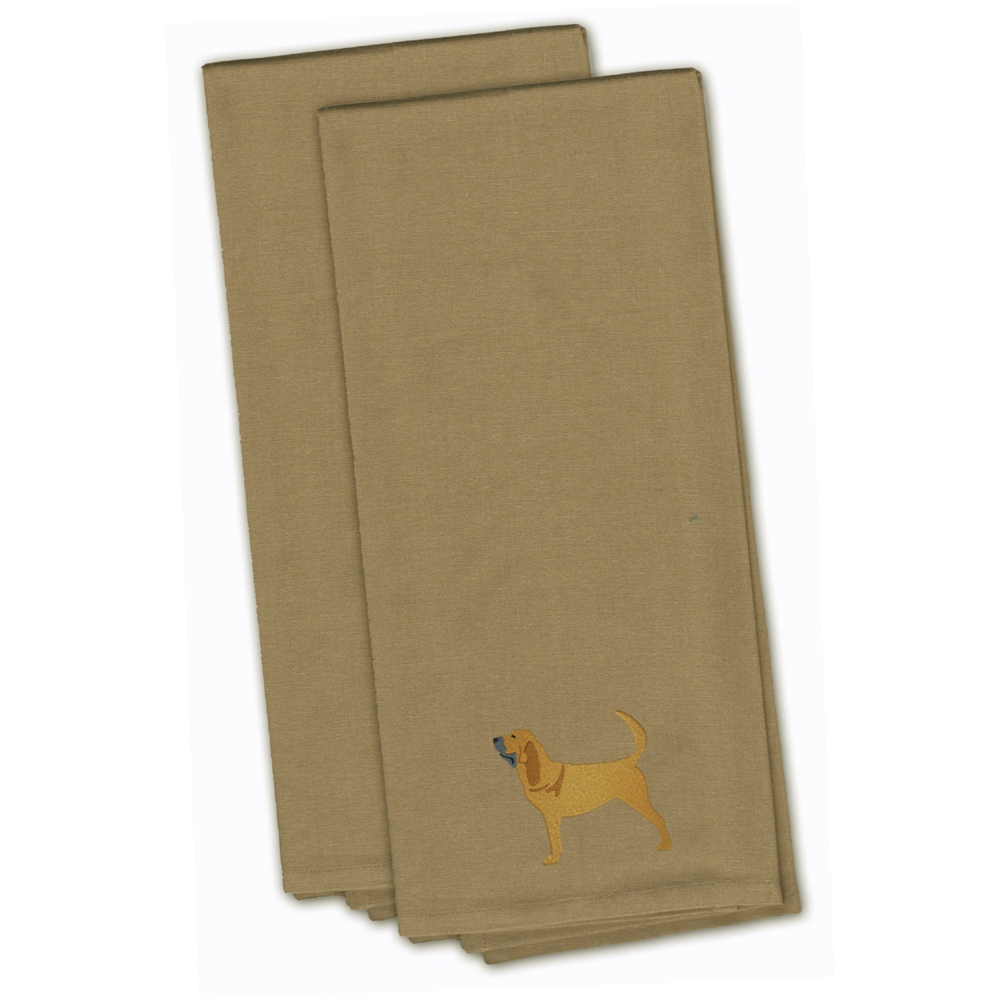 Caroline'S Treasures Bb3384Tntwe Bloodhound Tan Embroidered Kitchen Towel (Set Of 2), 28 X 19, Multicolor