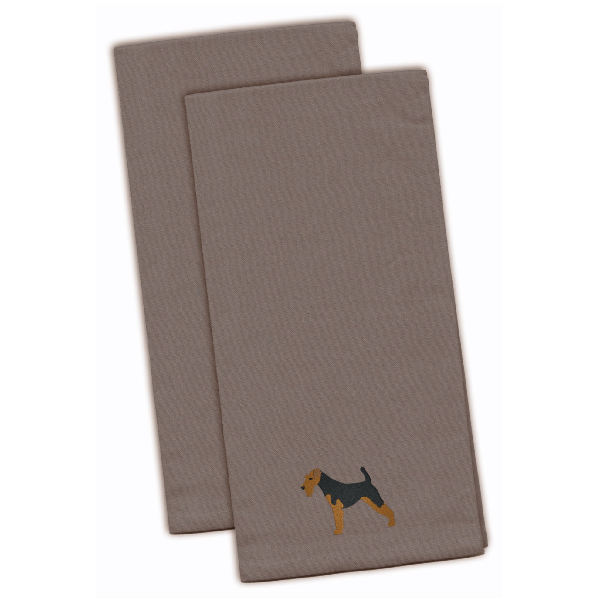 Caroline'S Treasures Bb3385Gytwe Welsh Terrier Gray Embroidered Kitchen Towel (Set Of 2), 28 X 19, Multicolor