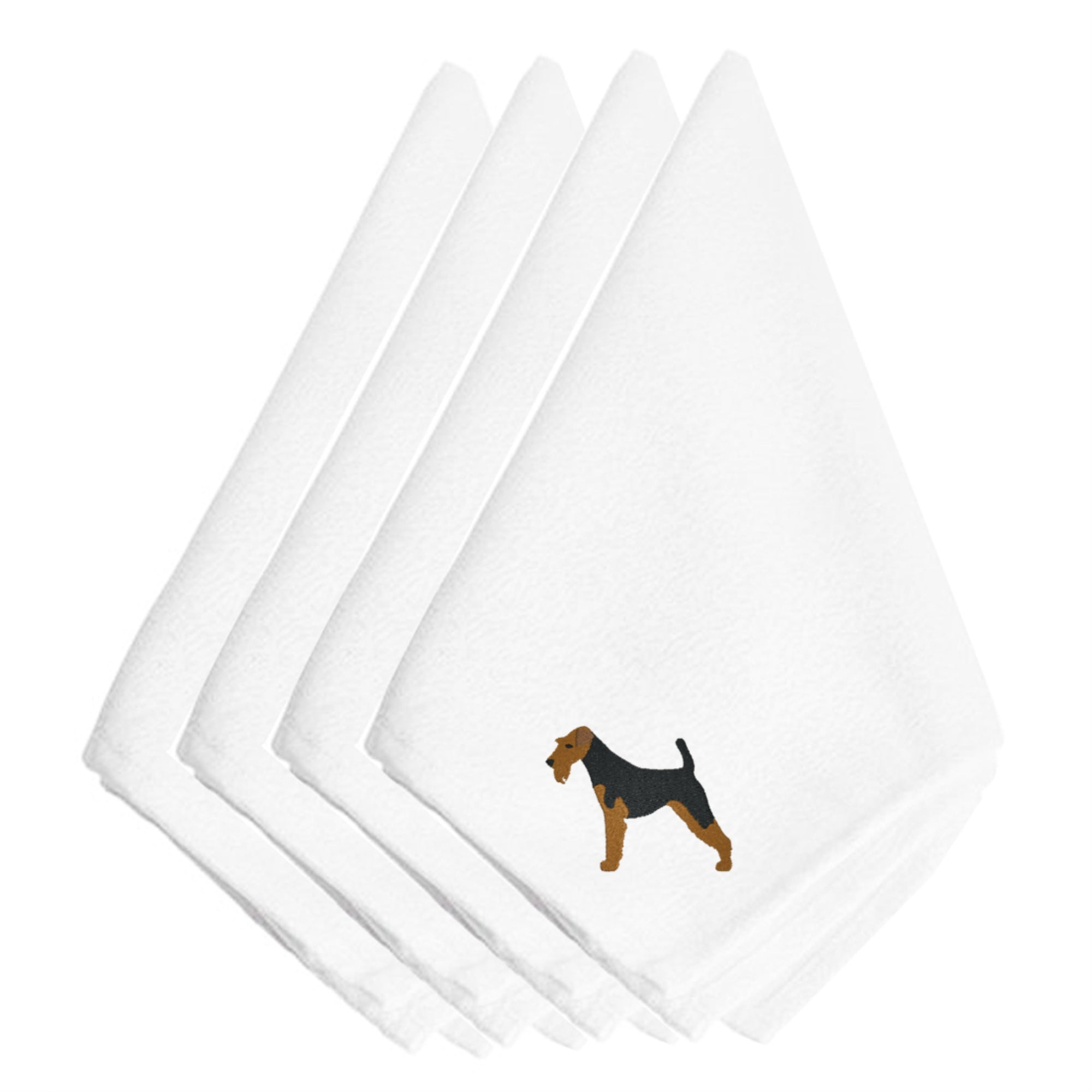 Caroline'S Treasures Bb3385Npke Welsh Terrier Embroidered Napkins (Set Of 4), 20, Multicolor