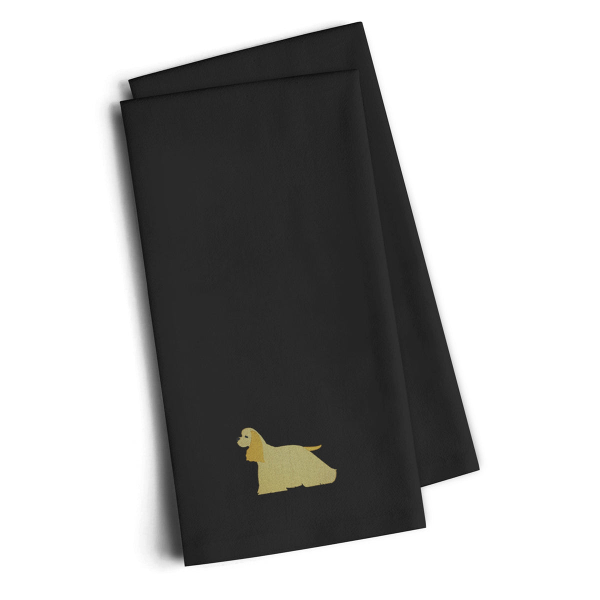 Caroline'S Treasures Bb3386Bktwe Cocker Spaniel Black Embroidered Kitchen Towel (Set Of 2), 28 H X 19 W, Multicolor