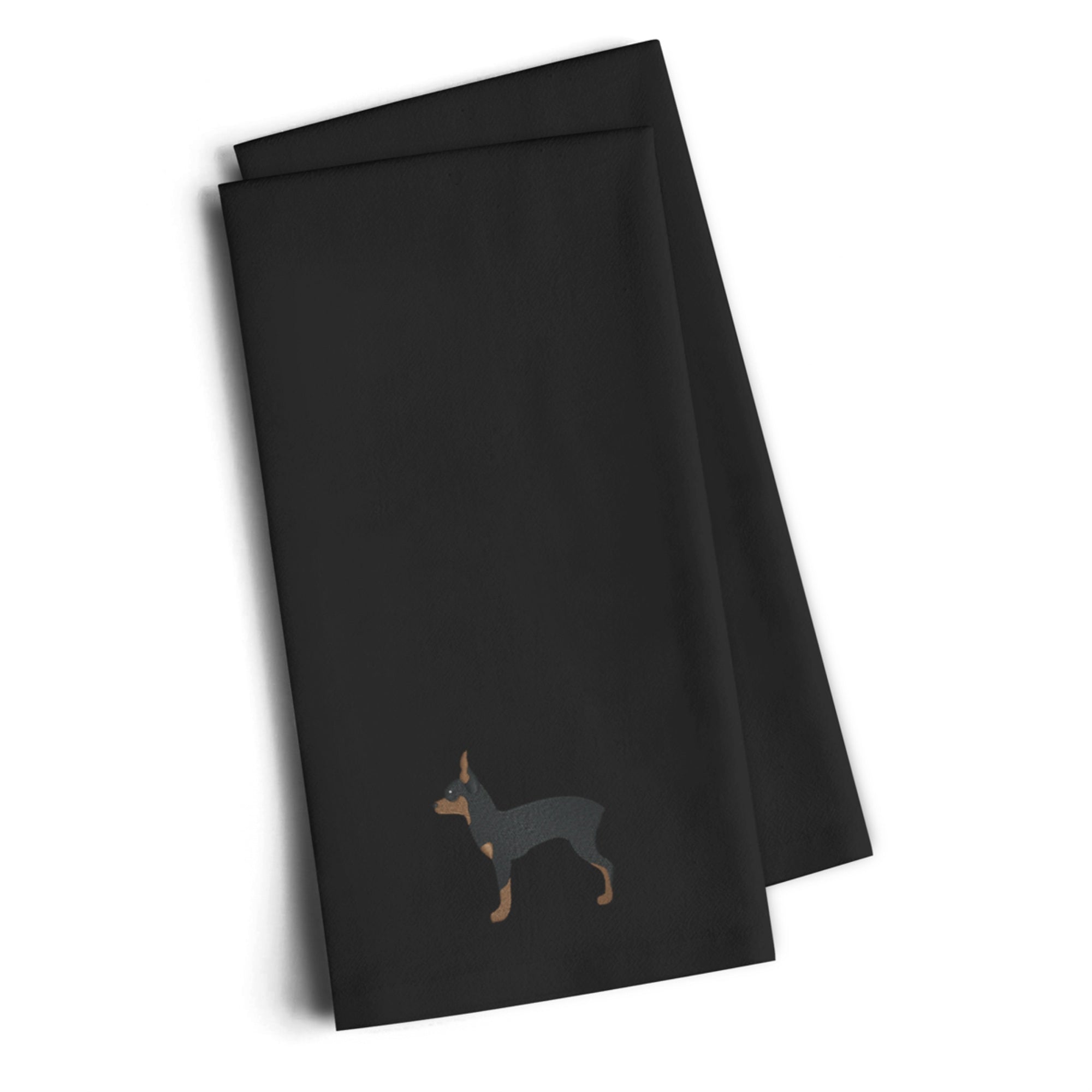Caroline'S Treasures Bb3387Bktwe Toy Fox Terrier Black Embroidered Kitchen Towel (Set Of 2), 28 H X 19 W, Multicolor