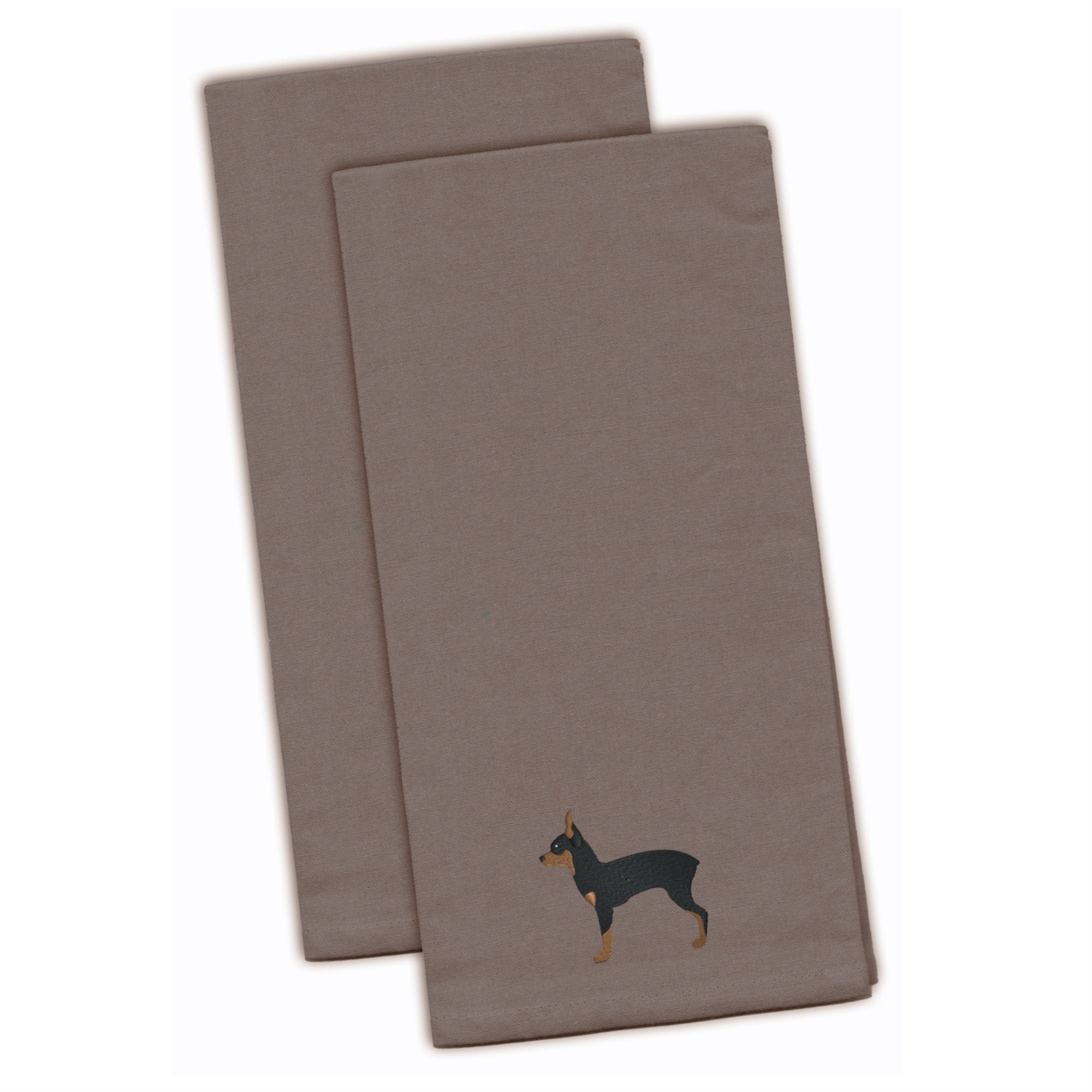 Caroline'S Treasures Bb3387Gytwe Toy Fox Terrier Gray Embroidered Kitchen Towel (Set Of 2), 28 X 19, Multicolor