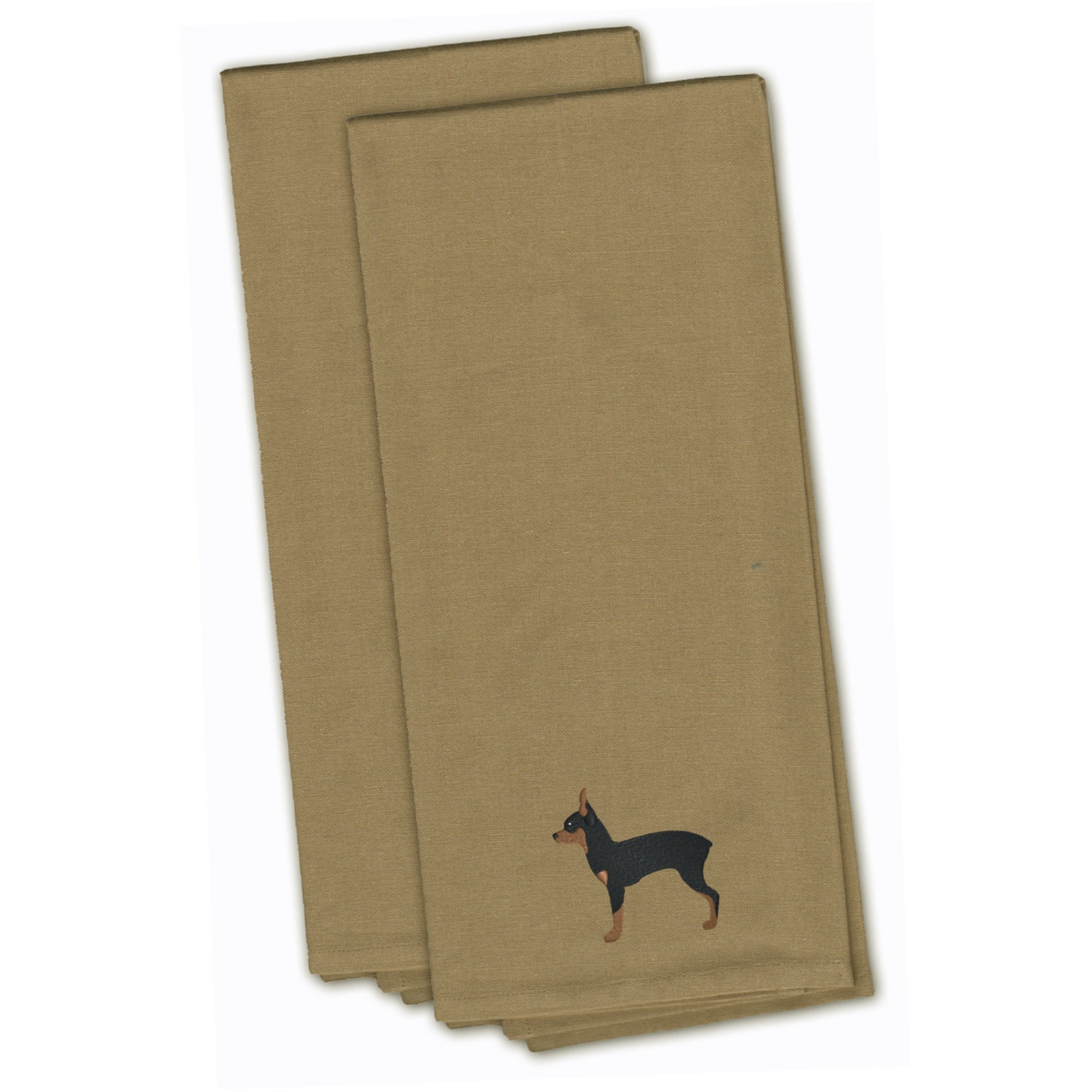 Caroline'S Treasures Bb3387Tntwe Toy Fox Terrier Tan Embroidered Kitchen Towel (Set Of 2), 28 X 19, Multicolor