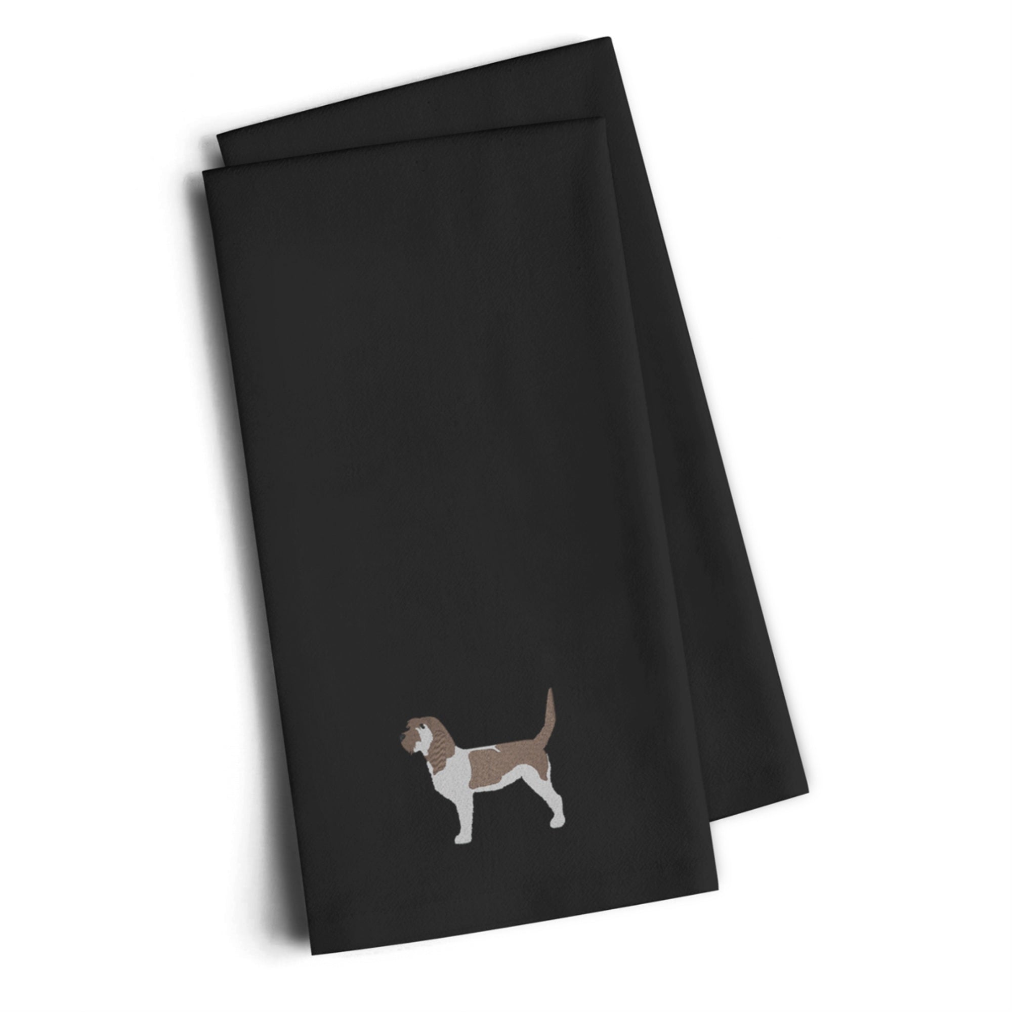 Caroline'S Treasures Bb3390Bktwe Grand Basset Griffon Vendeen Black Embroidered Kitchen Towel (Set Of 2), 28 H X 19 W,