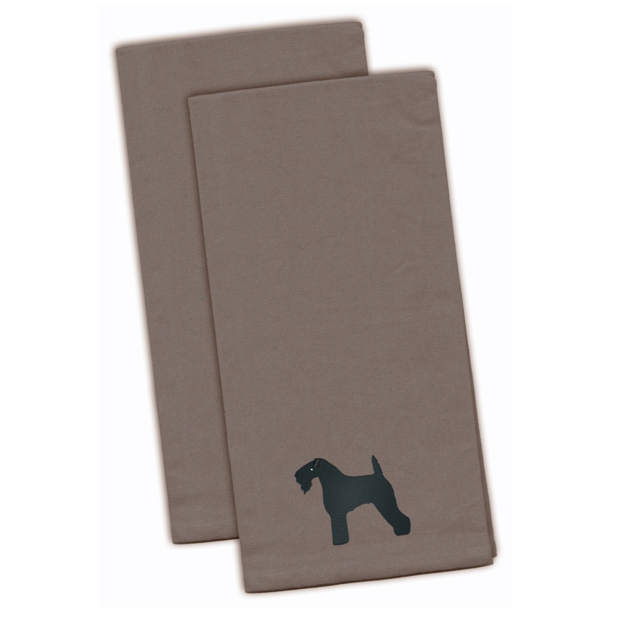 Caroline'S Treasures Bb3392Gytwe Kerry Blue Terrier Gray Embroidered Kitchen Towel (Set Of 2), 28 X 19, Multicolor