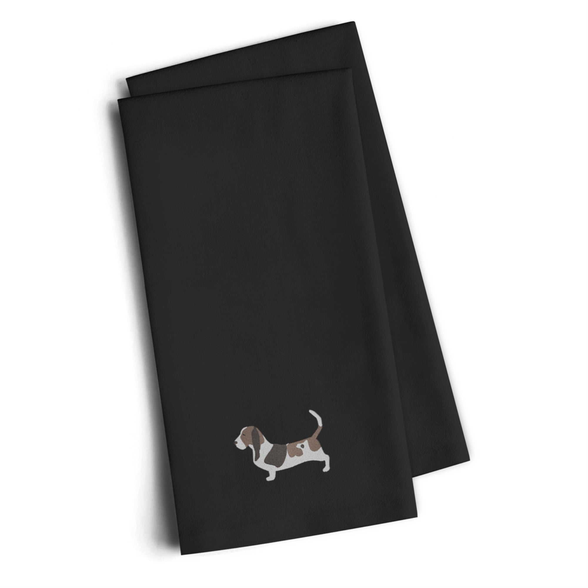 Caroline'S Treasures Bb3402Bktwe Basset Hound Black Embroidered Kitchen Towel (Set Of 2), 28 H X 19 W, Multicolor