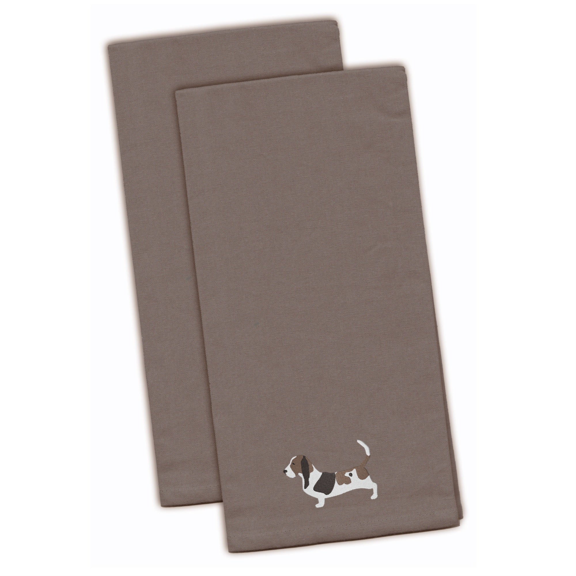 Caroline'S Treasures Bb3402Gytwe Basset Hound Gray Embroidered Kitchen Towel (Set Of 2), 28 X 19, Multicolor