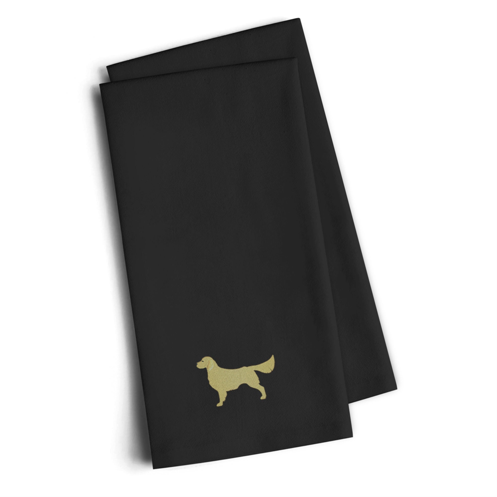Caroline'S Treasures Bb3404Bktwe Golden Retriever Black Embroidered Kitchen Towel (Set Of 2), 28 H X 19 W, Multicolor,