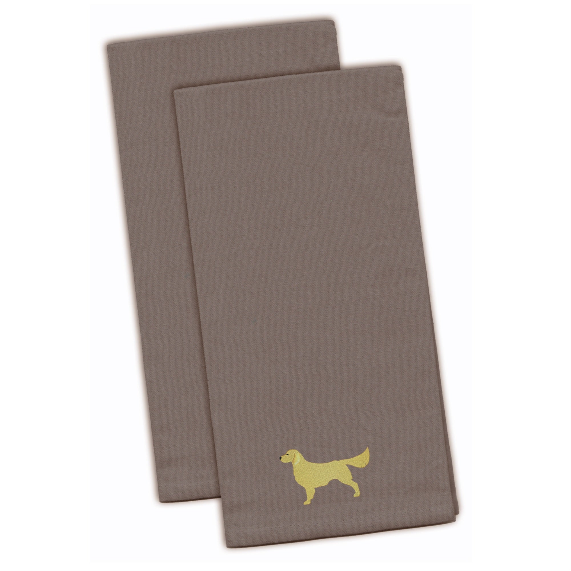Caroline'S Treasures Bb3404Gytwe Golden Retriever Gray Embroidered Kitchen Towel (Set Of 2), 28 X 19, Multicolor