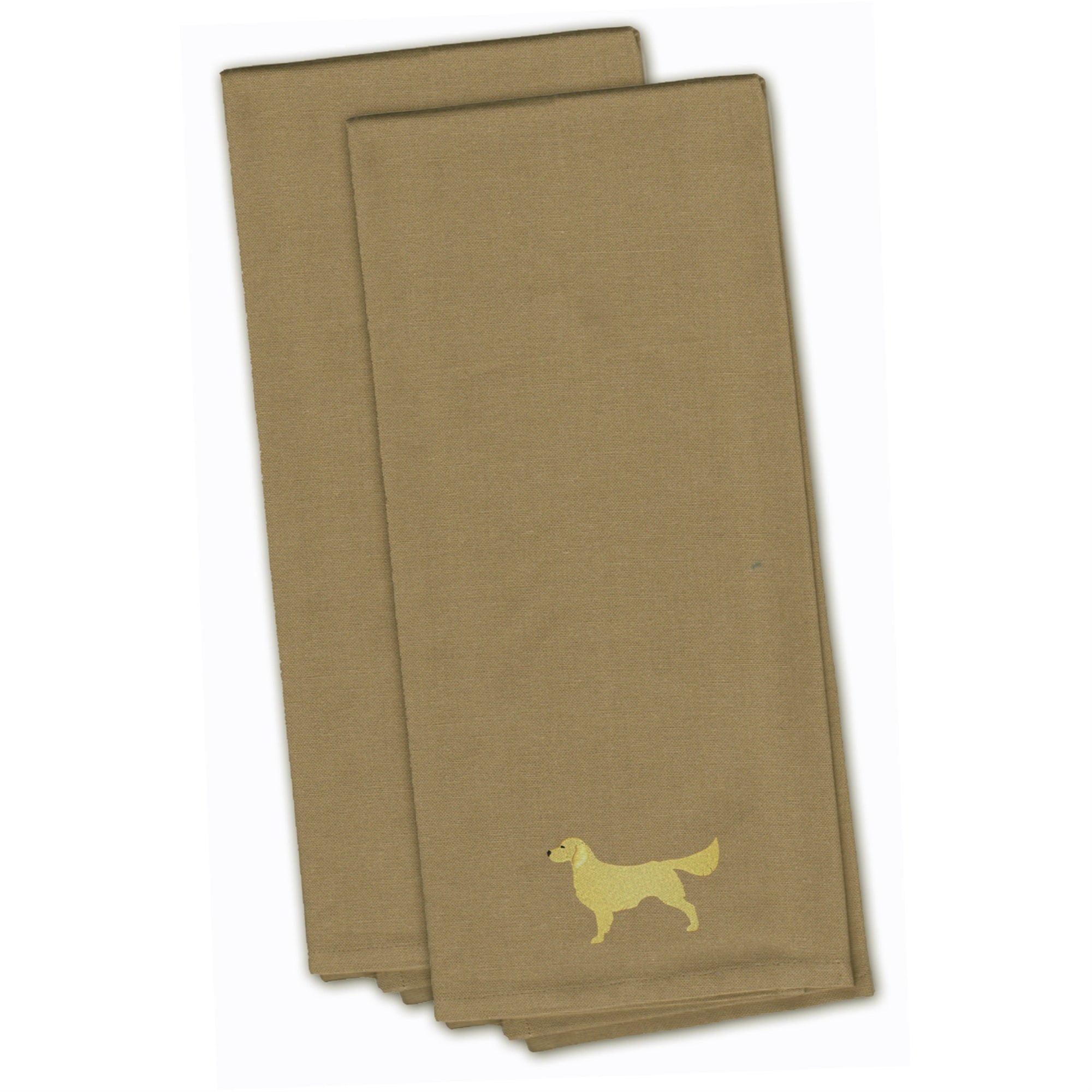 Caroline'S Treasures Bb3404Tntwe Golden Retriever Tan Embroidered Kitchen Towel (Set Of 2), 28 X 19, Multicolor