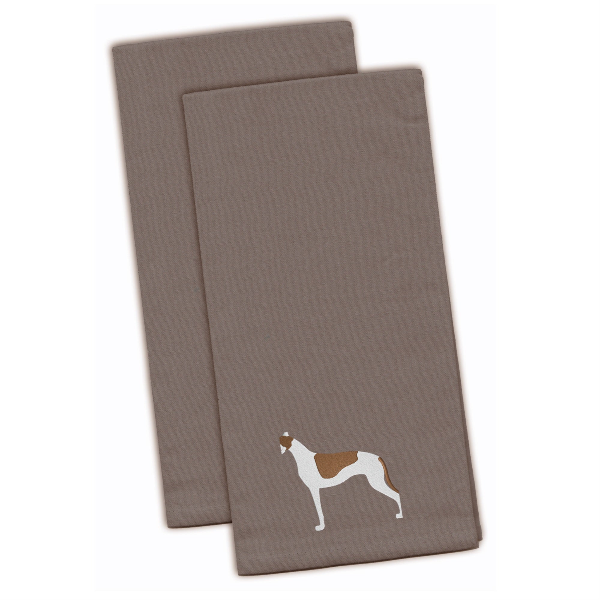 Caroline'S Treasures Bb3405Gytwe Greyhound Gray Embroidered Kitchen Towel (Set Of 2), 28 X 19, Multicolor