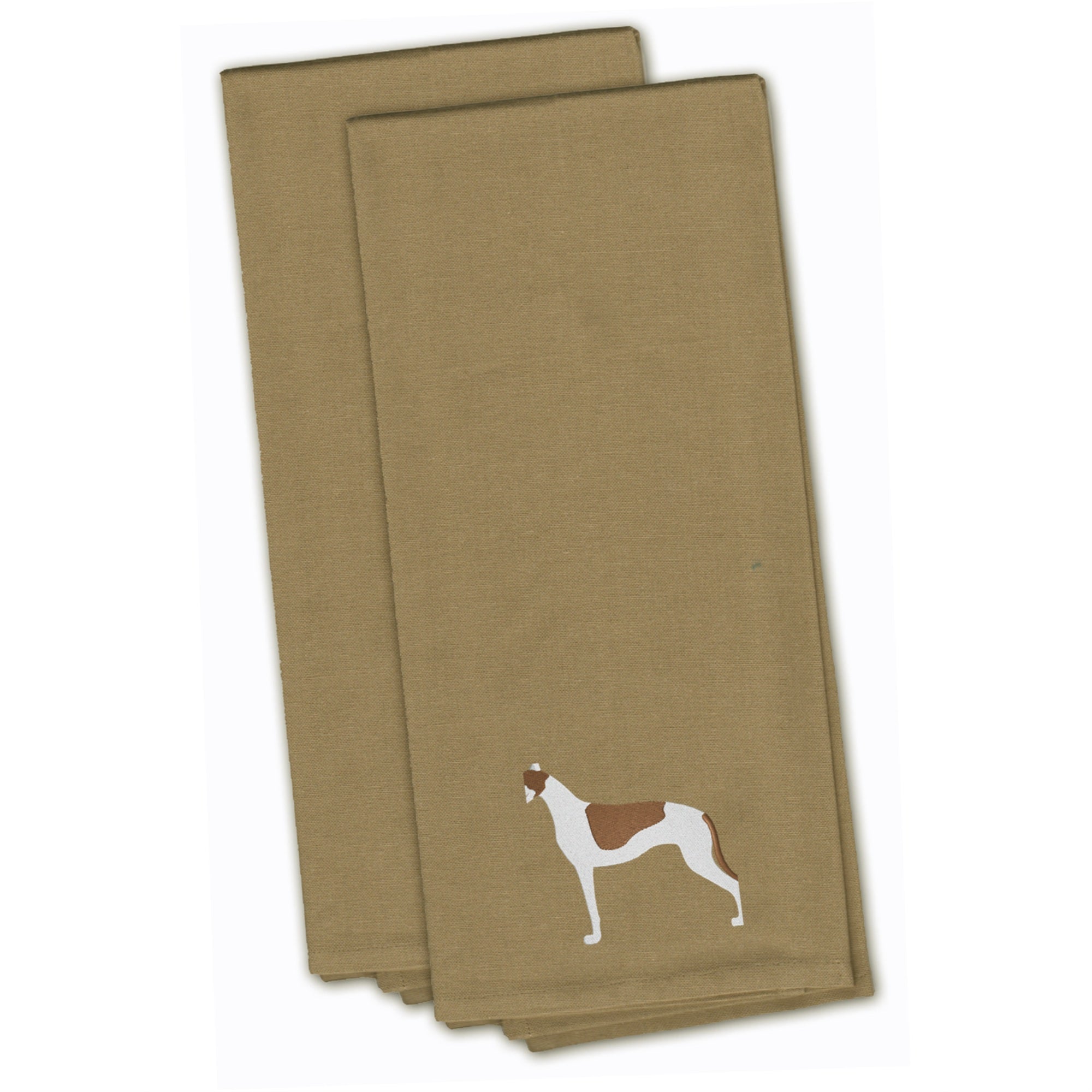 Caroline'S Treasures Bb3405Tntwe Greyhound Tan Embroidered Kitchen Towel (Set Of 2), 28 X 19, Multicolor