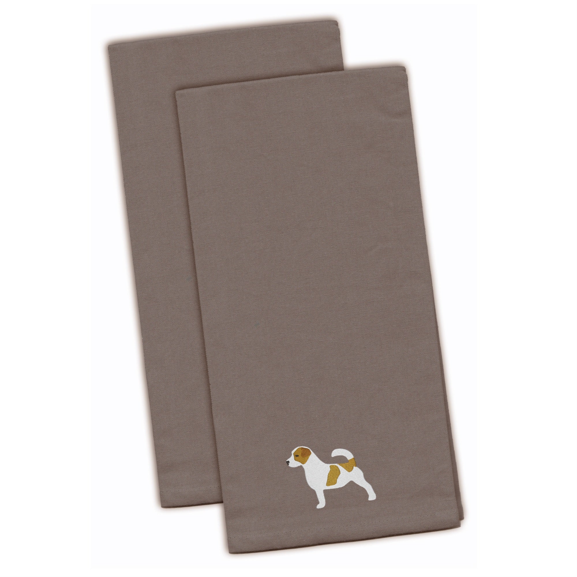 Caroline'S Treasures Bb3407Gytwe Jack Russell Terrier Gray Embroidered Kitchen Towel (Set Of 2), 28 X 19, Multicolor