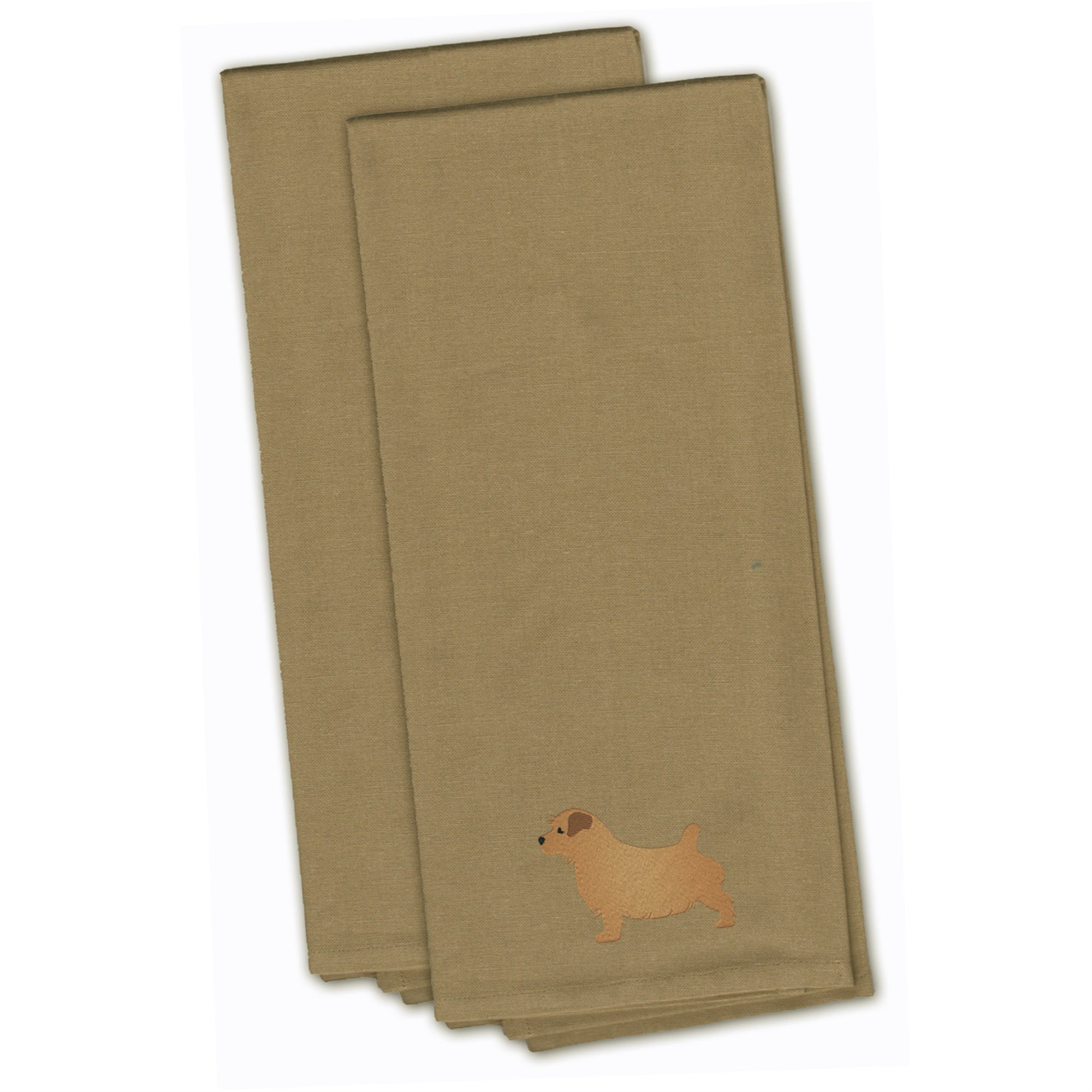 Caroline'S Treasures Bb3409Tntwe Norfolk Terrier Tan Embroidered Kitchen Towel (Set Of 2), 28 X 19, Multicolor