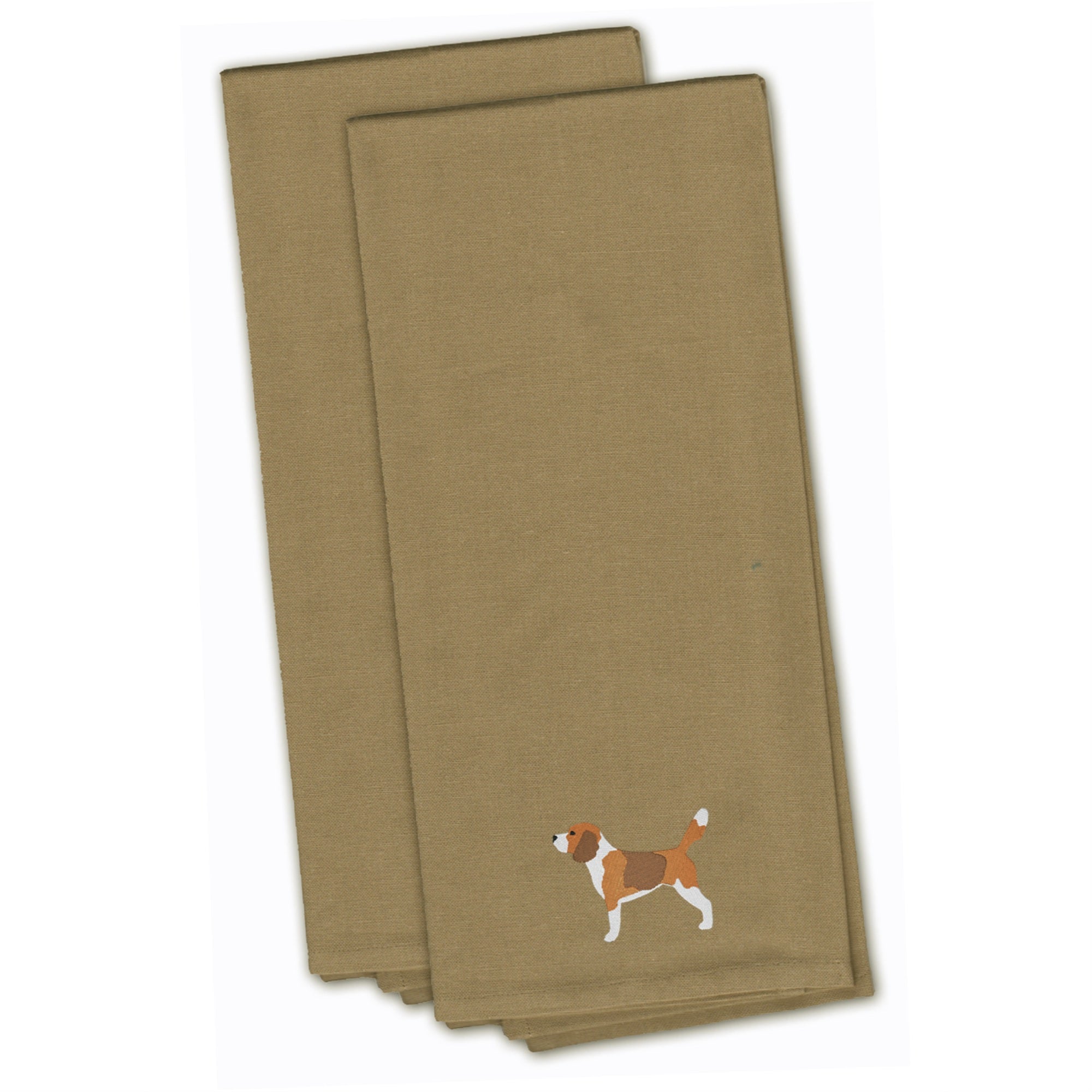 Caroline'S Treasures Bb3410Tntwe Beagle Tan Embroidered Kitchen Towel (Set Of 2), 28 X 19, Multicolor