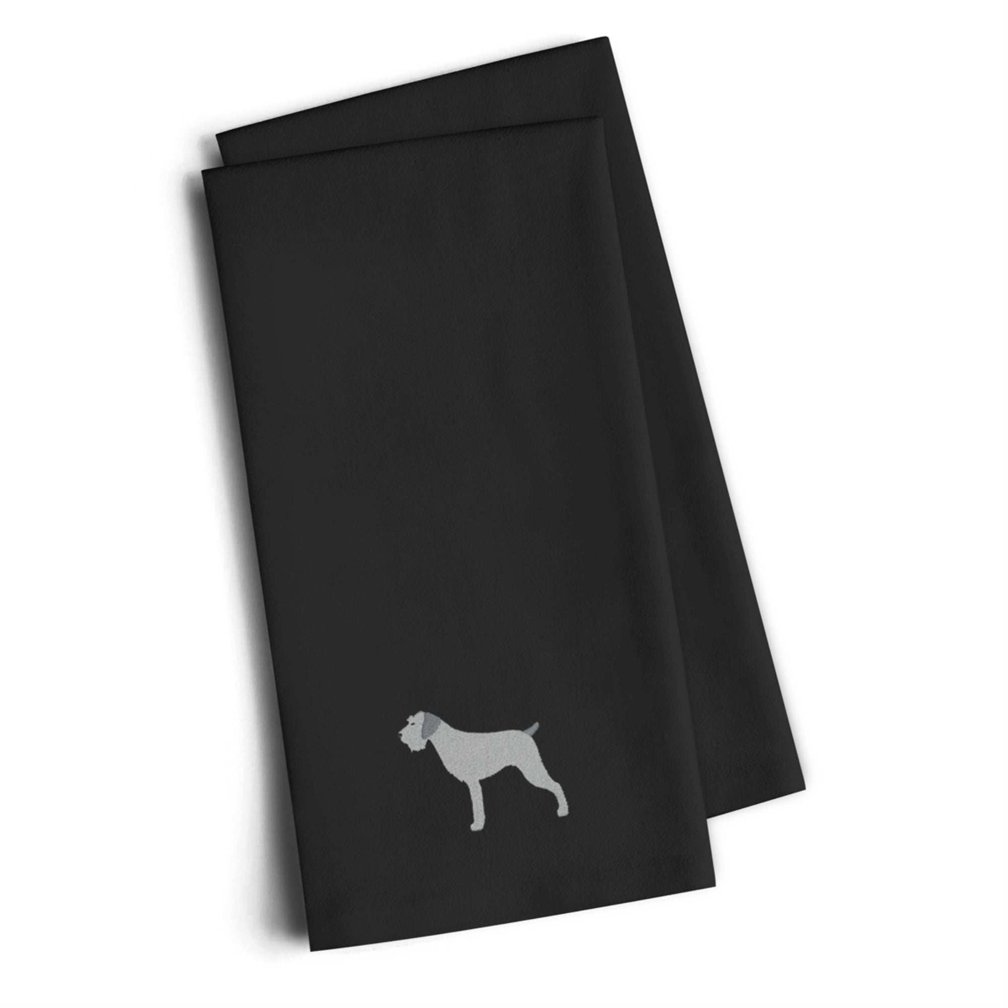 Caroline'S Treasures Bb3411Bktwe German Wirehaired Pointer Black Embroidered Kitchen Towel (Set Of 2), 28 H X 19 W, Mu