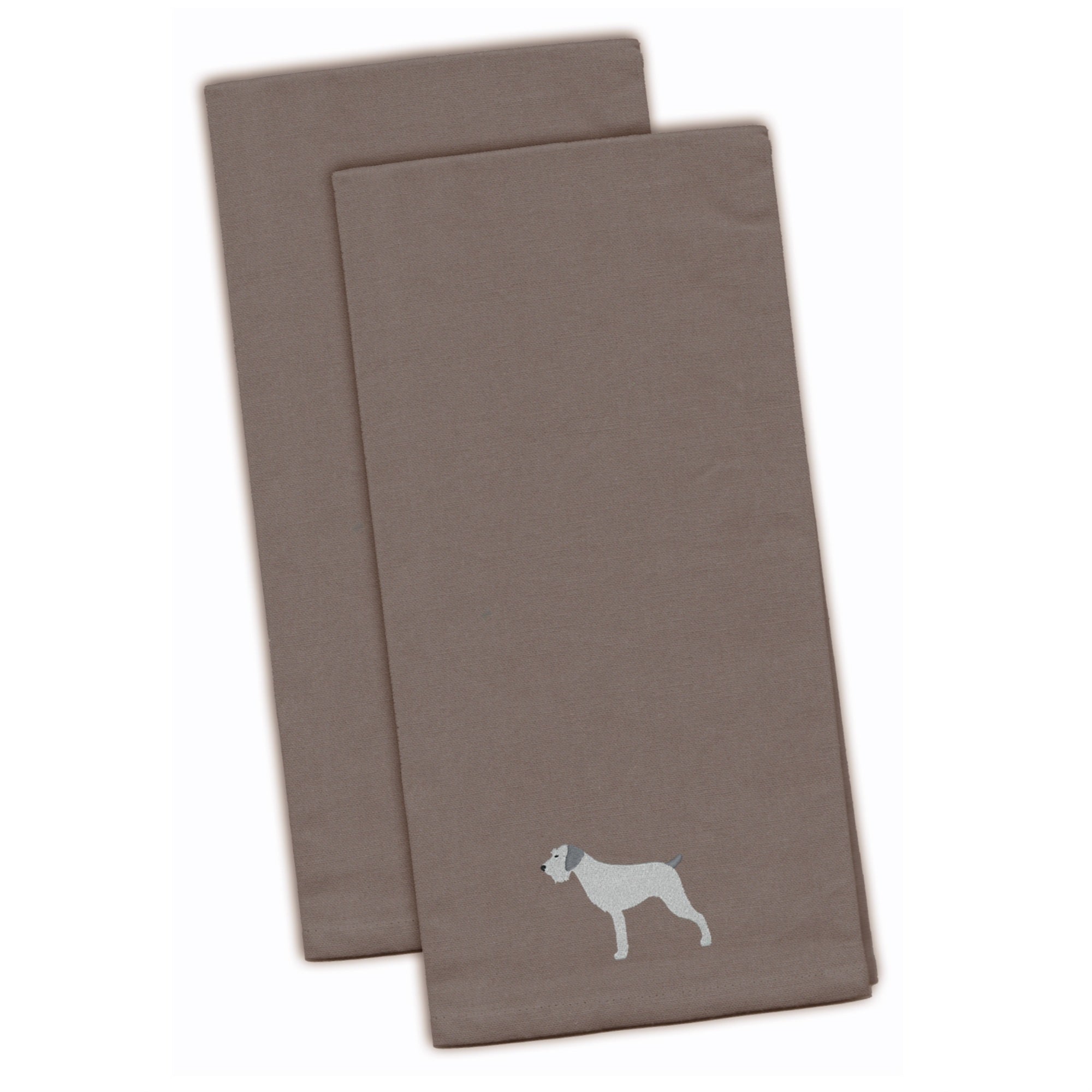 Caroline'S Treasures Bb3411Gytwe German Wirehaired Pointer Gray Embroidered Kitchen Towel (Set Of 2), 28 X 19, Multico