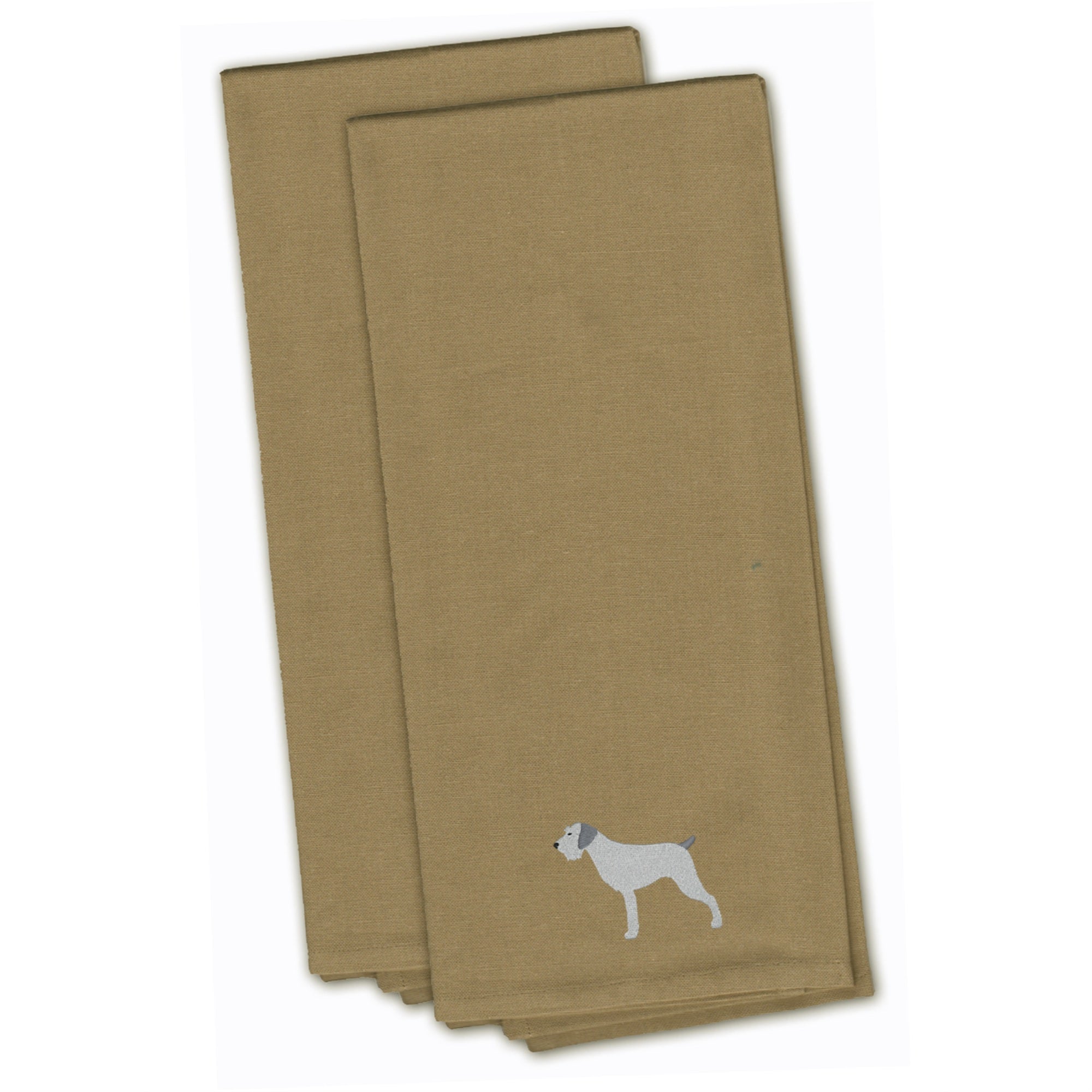 Caroline'S Treasures Bb3411Tntwe German Wirehaired Pointer Tan Embroidered Kitchen Towel (Set Of 2), 28 X 19, Multicol